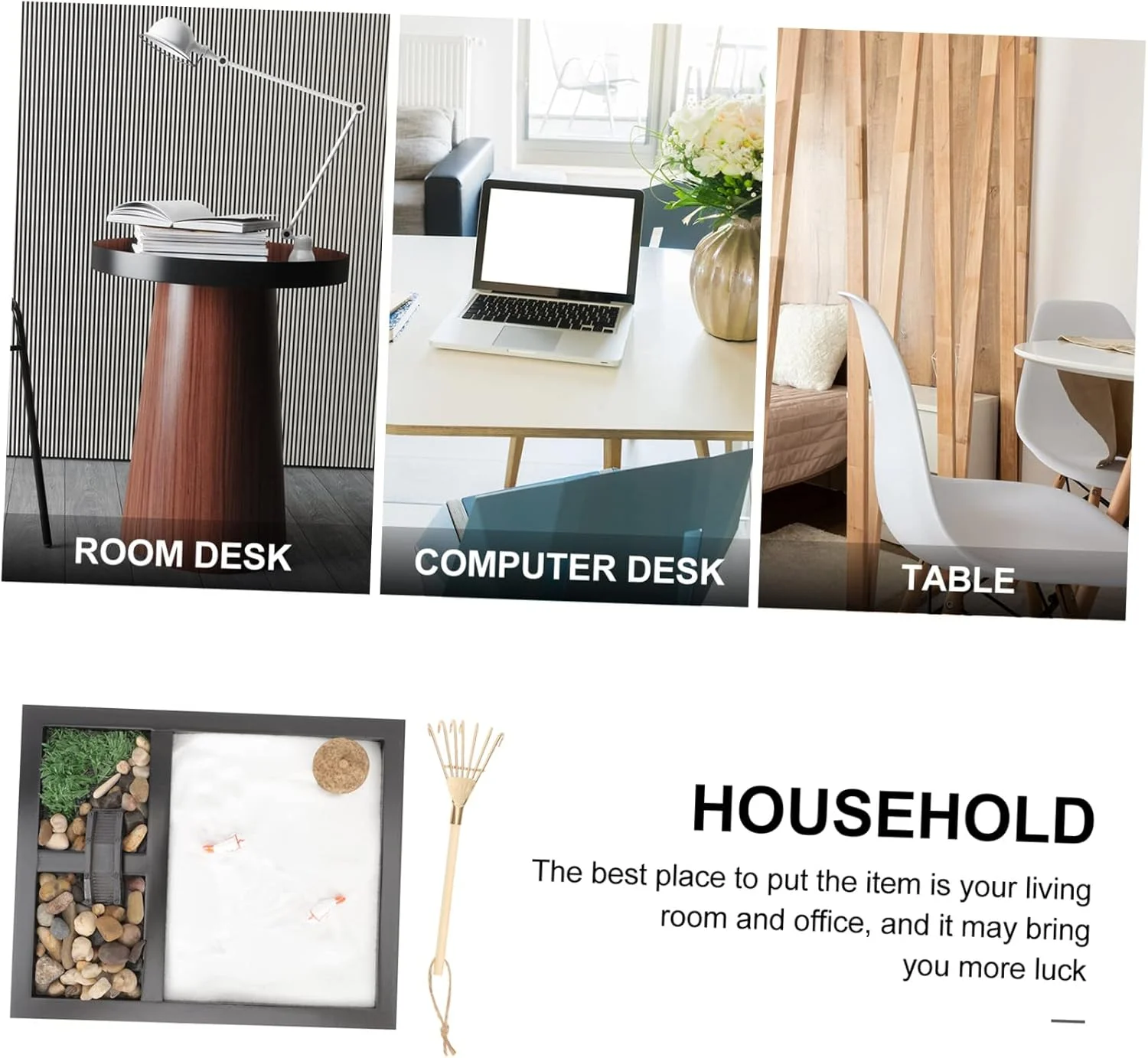 ست تزئینی میز شن ذن سندباکس، مناسب برای دکوراسیون منزل، باغ ذن برای میز، تزئینات خانه، تزئینات اتاق، مجسمه نشیمن، صنایع دستی نقاشی، جعبه شن ذن