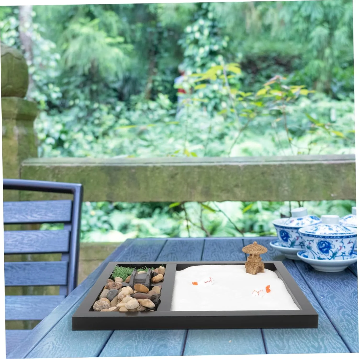 ست تزئینی میز شن ذن سندباکس، مناسب برای دکوراسیون منزل، باغ ذن برای میز، تزئینات خانه، تزئینات اتاق، مجسمه نشیمن، صنایع دستی نقاشی، جعبه شن ذن