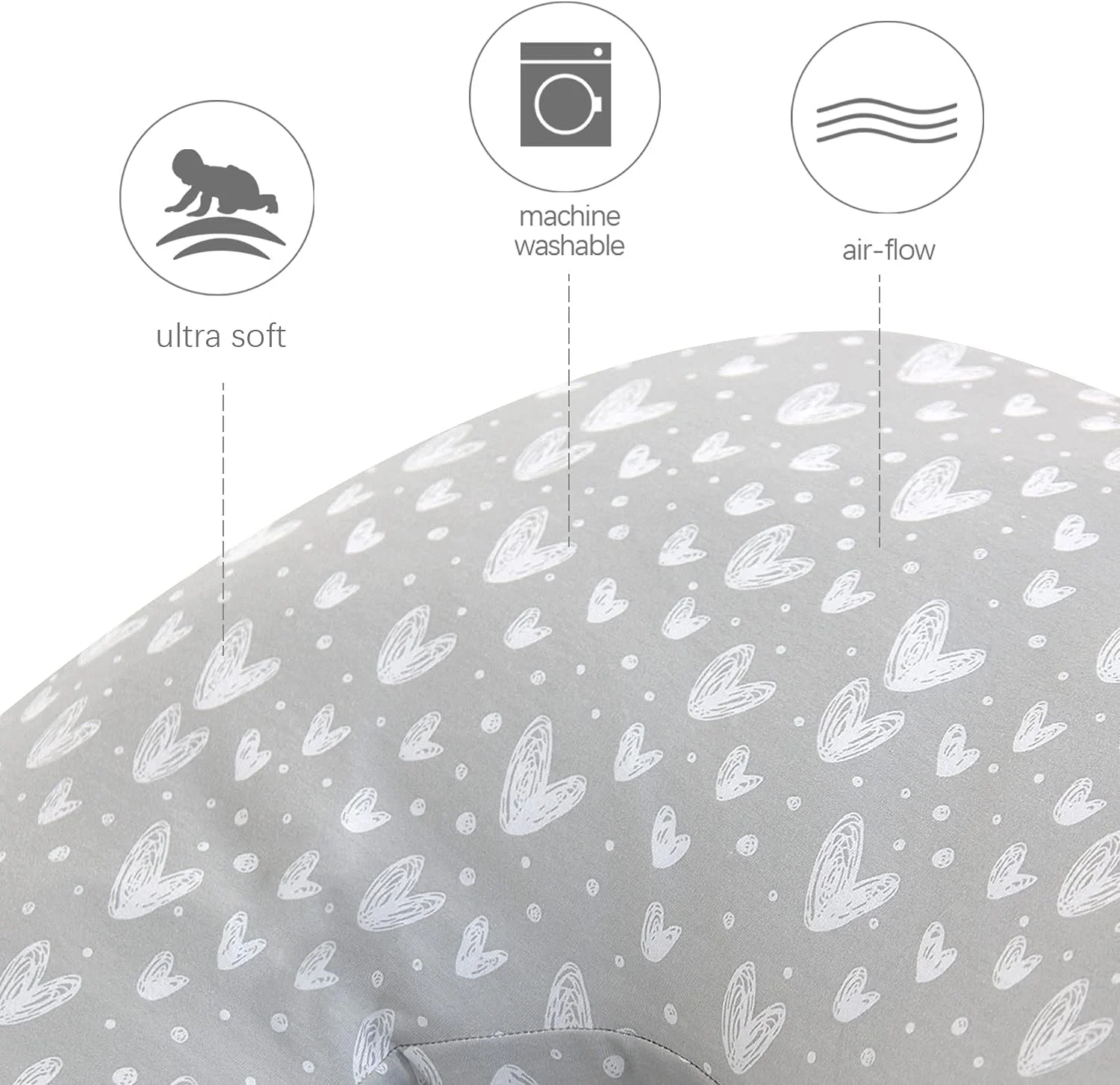 روکش بالش بارداری تمام بدن Biloban مدل U شکل، روکش جایگزین بالش پنبه ای بافتنی 100% جرسی برای بالش بارداری، فوق العاده نرم، مناسب برای همه، طرح قلب های خاکستری روکش بالش بارداری تمام بدن Biloban مدل U شکل، روکش جایگزین بالش پنبه ای بافتنی 100% جرسی برای بالش بارداری، فوق العاده نرم، مناسب برای همه، طرح قلب های خاکستری