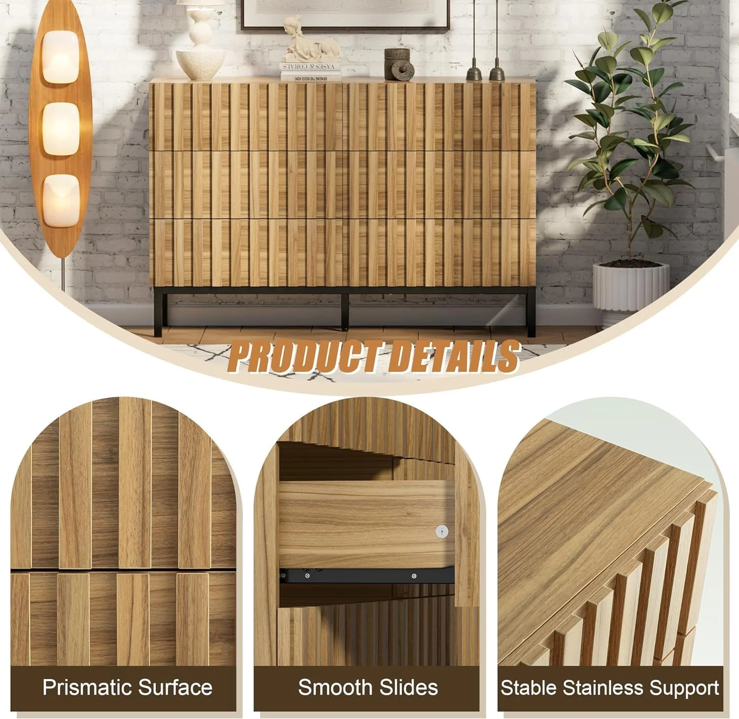 ست میز آرایش 6 کشو UEV و 2 عدد پاتختی برای اتاق خواب، ست به سبک مدرن اواسط قرن، ست 2 عدد پاتختی دو کشو و میز آرایش 6 کشو، 3 تکه (چوب طبیعی) ست میز آرایش 6 کشو UEV و 2 عدد پاتختی برای اتاق خواب، ست به سبک مدرن اواسط قرن، ست 2 عدد پاتختی دو کشو و میز آرایش 6 کشو، 3 تکه (چوب طبیعی)