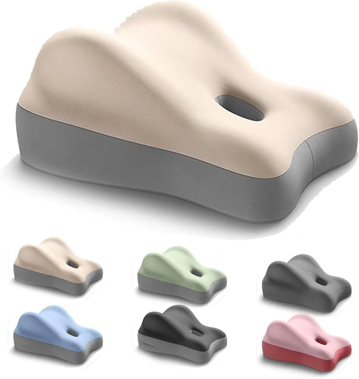 بالش گوه ای Bukela برای پشتیبانی از کمر، باسن و بارداری، کوسن ارگونومیک برای نشستن، دراز کشیدن یا خوابیدن، طراحی کم ارتفاع (سفید)