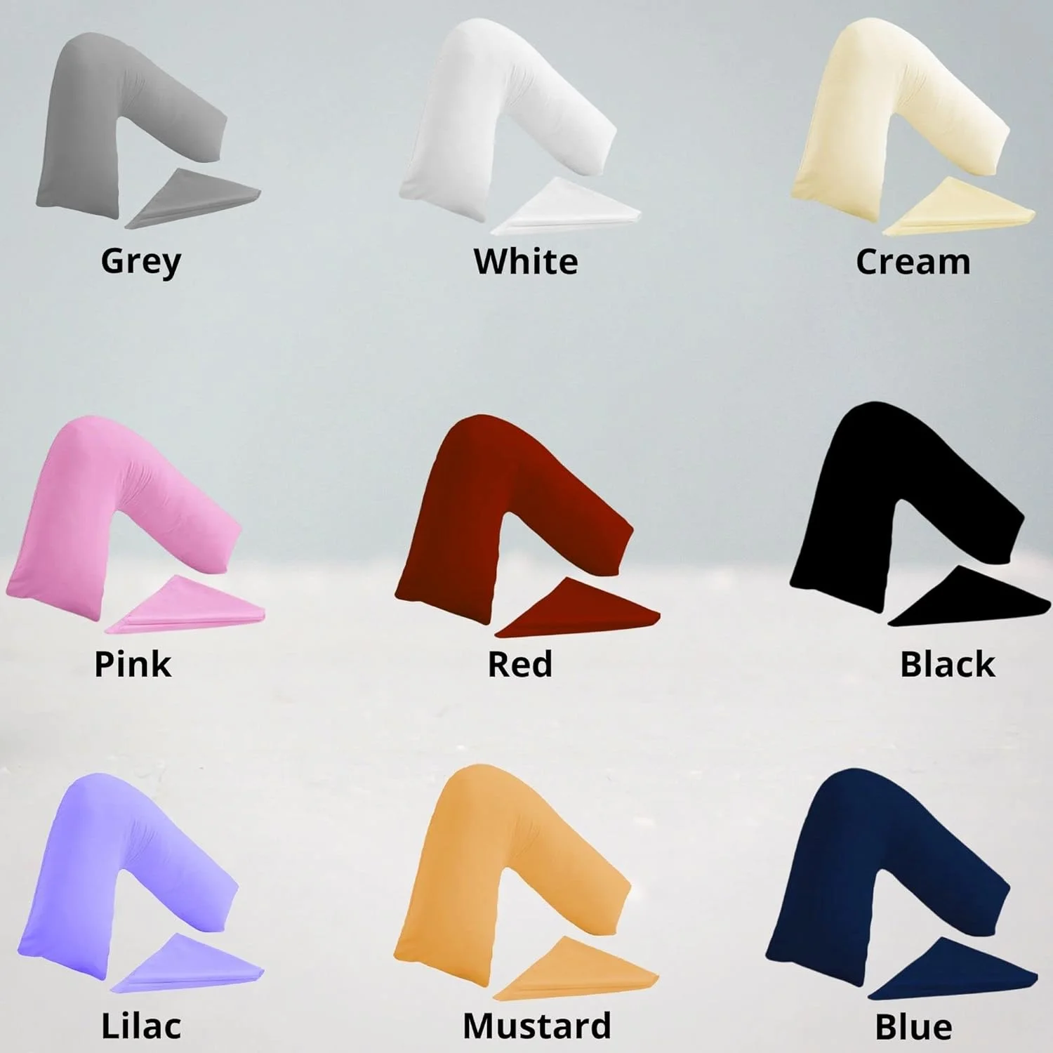 روکش بالش وی شکل Buzzbuy، 100% پلی کتان، پشتیبانی از گردن و کمر، مناسب دوران بارداری/شیردهی، فقط روکش بالش وی شکل (خاکستری)