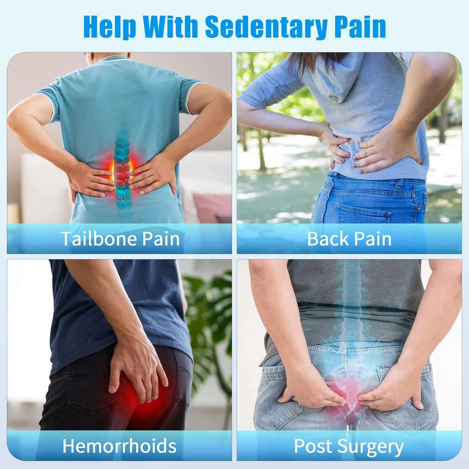 بالشتک صندلی دوناتی BlissTrends، بالشتک صندلی دوناتی برای دوران بارداری و هموروئید پس از زایمان، بالشتک تسکین درد دنبالچه، بالشتک صندلی فوم حافظه دار برای صندلی های اداری و خانگی (مشکی)