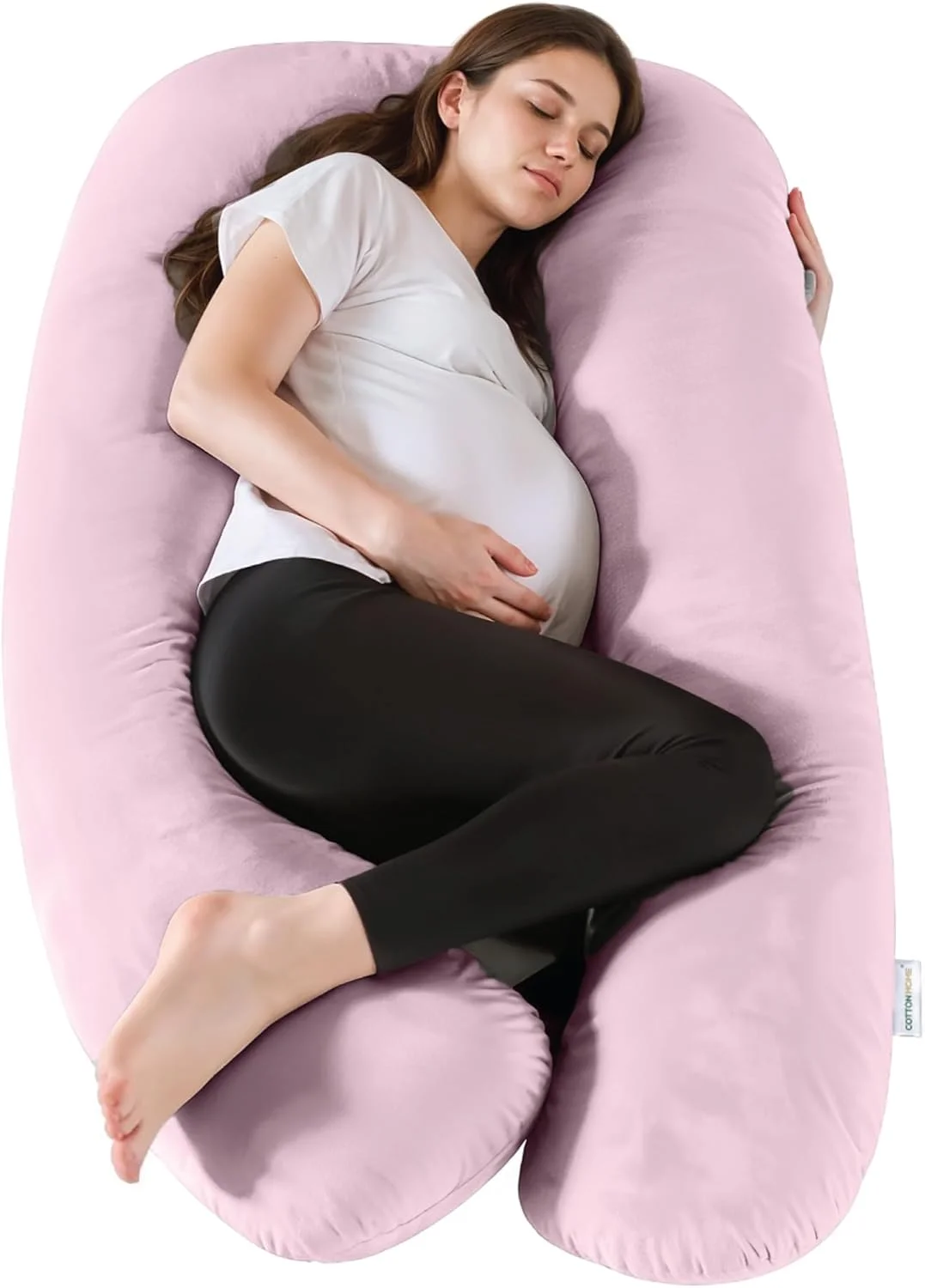 بالشت بارداری Cotton Home® برای خواب، بالشت بارداری تمام بدن U شکل 57 اینچی با روکش مخملی قابل جابجایی - پشتیبانی از کمر، پاها، شکم، باسن برای زنان باردار، صورتی بالشت بارداری Cotton Home® برای خواب، بالشت بارداری تمام بدن U شکل 57 اینچی با روکش مخملی قابل جابجایی - پشتیبانی از کمر، پاها، شکم، باسن برای زنان باردار، صورتی