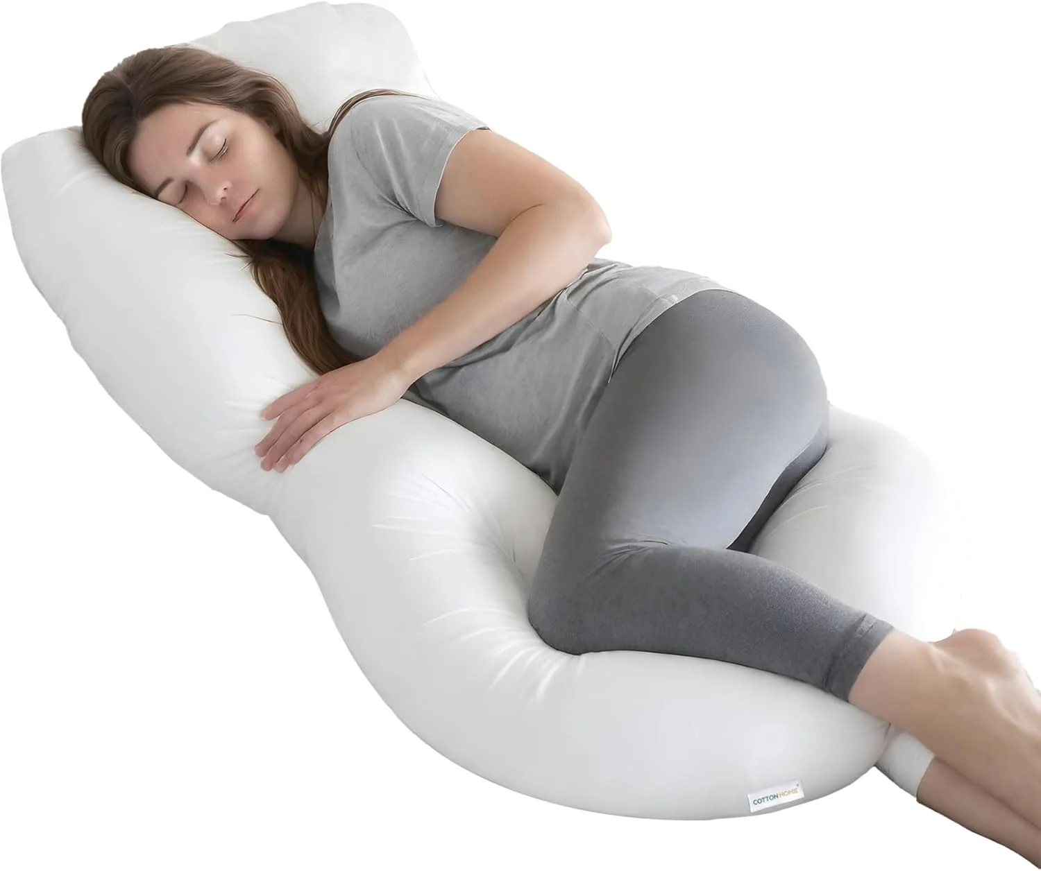 بالش بارداری Cotton Home® ابعاد 80 X 130 سانتی متر، فوق العاده نرم و سبک، بالش کامل بدن برای زنان باردار - پشتیبانی از کمر، باسن، زانوها، گردن و سر - سایز XL کامل (سفید) بالش بارداری Cotton Home® ابعاد 80 X 130 سانتی متر، فوق العاده نرم و سبک، بالش کامل بدن برای زنان باردار - پشتیبانی از کمر، باسن، زانوها، گردن و سر - سایز XL کامل (سفید)