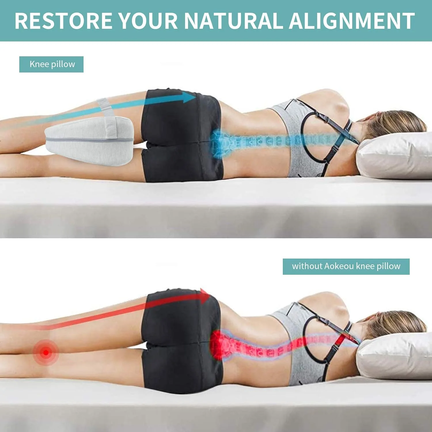 بالش زانو CREATESTAR، بالش ارگونومیک برای خوابیدن به پهلو، بالش فوم حافظه دار، ایده آل برای بالش موقعیت دهی خوابندگان جانبی با روکش بالش زانو CREATESTAR، بالش ارگونومیک برای خوابیدن به پهلو، بالش فوم حافظه دار، ایده آل برای بالش موقعیت دهی خوابندگان جانبی با روکش