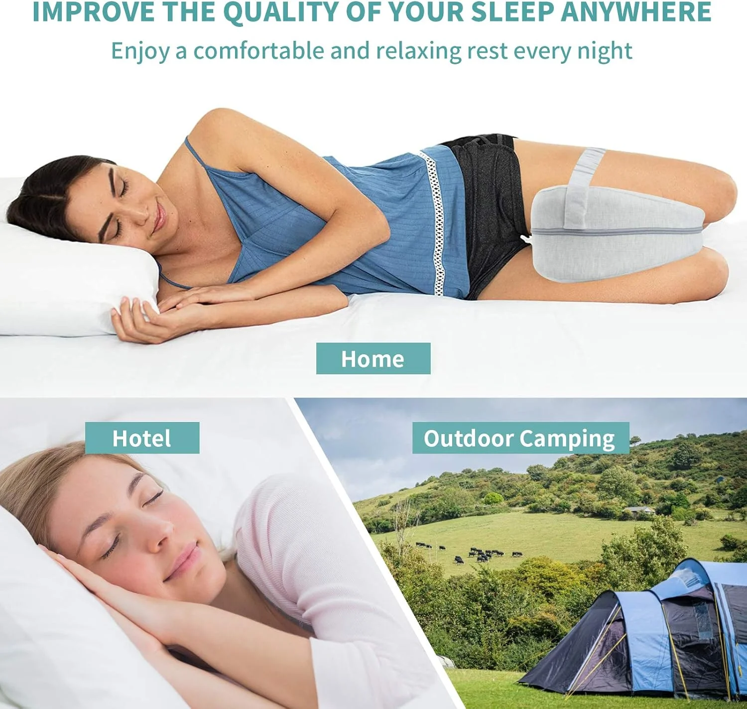 بالش زانو CREATESTAR، بالش ارگونومیک برای خوابیدن به پهلو، بالش فوم حافظه دار، ایده آل برای بالش موقعیت دهی خوابندگان جانبی با روکش بالش زانو CREATESTAR، بالش ارگونومیک برای خوابیدن به پهلو، بالش فوم حافظه دار، ایده آل برای بالش موقعیت دهی خوابندگان جانبی با روکش