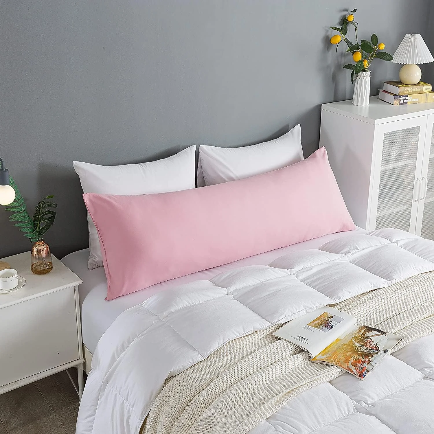 بالش بدن ELNIDO QUEEN با روبالشی - بالش بلند نرم برای بزرگسالان - بالش داخلی تمام بدن تنفسی برای خواب، 20x54 اینچ - صورتی بالش بدن ELNIDO QUEEN با روبالشی - بالش بلند نرم برای بزرگسالان - بالش داخلی تمام بدن تنفسی برای خواب، 20x54 اینچ - صورتی