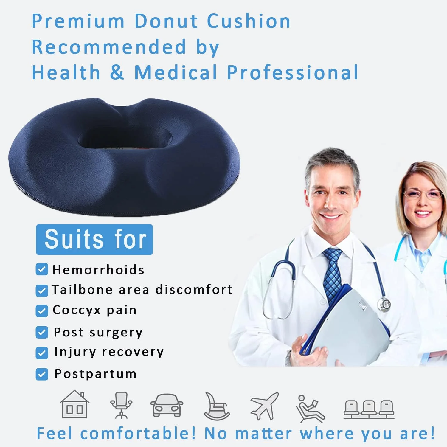 بالشتک دونات گلوکلاز، فوم حافظهدار، تسکین درد دنبالچه، پد صندلی خودرو برای دفتر، هواپیما، بواسیر، پروستات، بارداری، پس از زایمان، پس از جراحی، سیاتیک (آبی) بالشتک دونات گلوکلاز، فوم حافظهدار، تسکین درد دنبالچه، پد صندلی خودرو برای دفتر، هواپیما، بواسیر، پروستات، بارداری، پس از زایمان، پس از جراحی، سیاتیک (آبی)