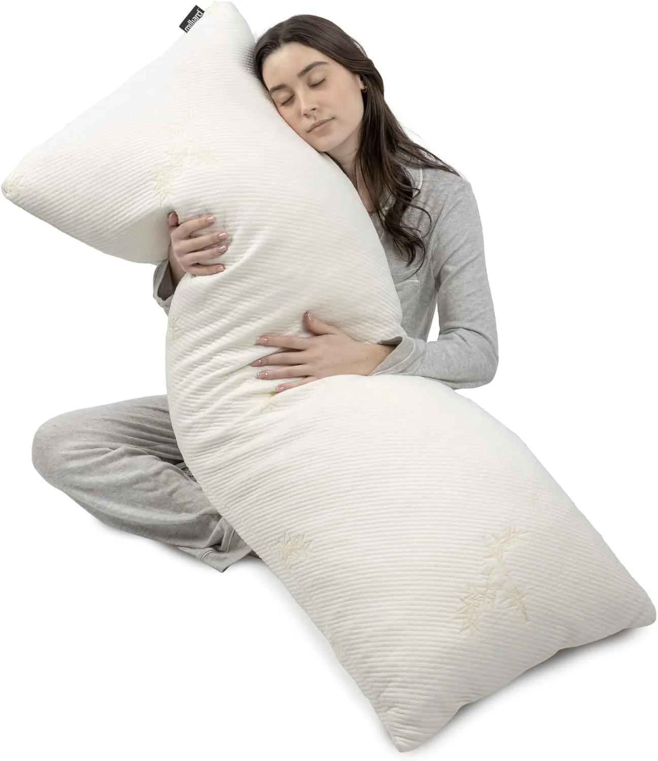 بالش بارداری تمام بدن Milliard، بالش بارداری بلند برای خوابیدن به پهلو - پر شده با فوم خرد شده با روکش بامبو نرم و قابل جابجایی بالش بارداری تمام بدن Milliard، بالش بارداری بلند برای خوابیدن به پهلو - پر شده با فوم خرد شده با روکش بامبو نرم و قابل جابجایی