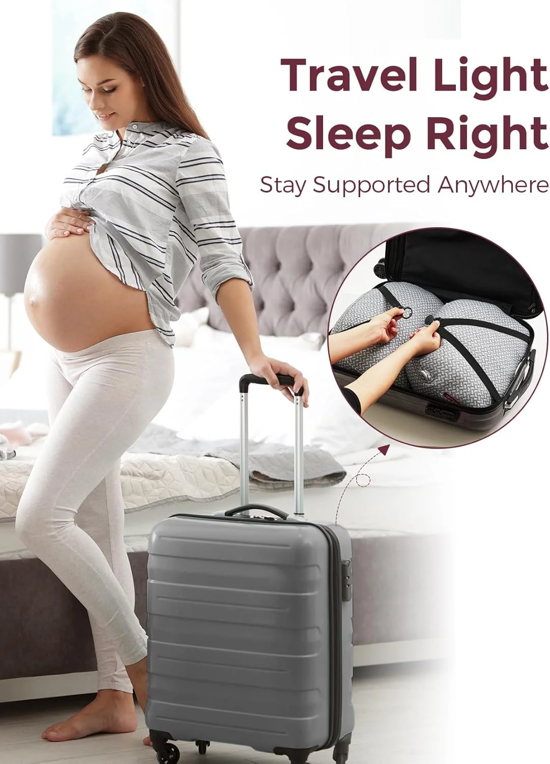 بالش بارداری قابل حمل مام کوزی برای خواب، خاکستری