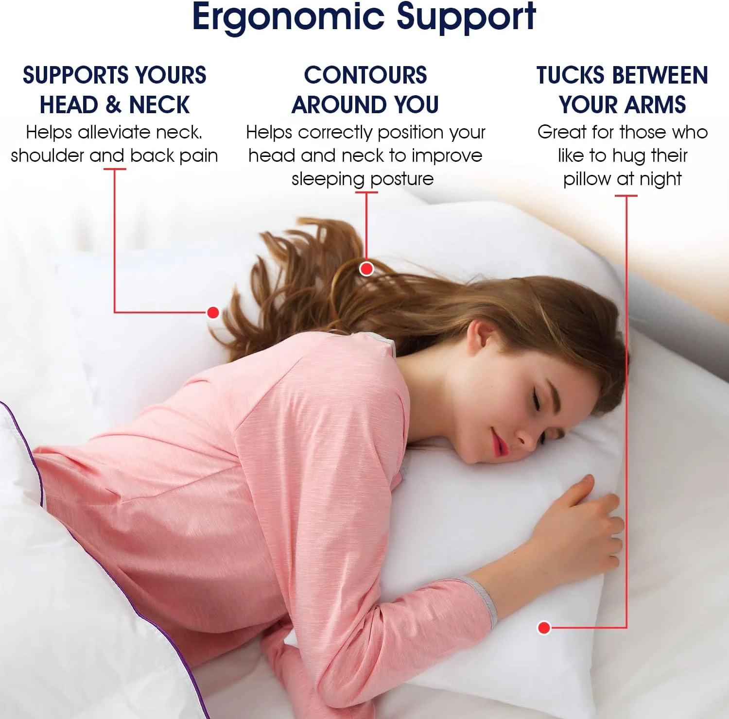 بالش V شکل لوکس MH Traders به همراه روبالشی. بالش طبی برای گردن، کمر و شانه، بالش بارداری و بالش های V شکل با الیاف میکروفایبر و قابلیت شستشو در ماشین لباسشویی