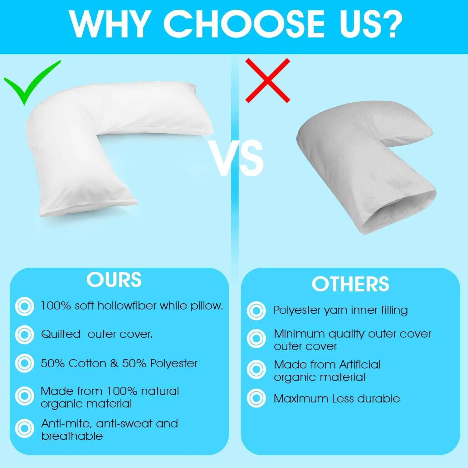 بالش V شکل لوکس MH Traders به همراه روبالشی. بالش طبی برای گردن، کمر و شانه، بالش بارداری و بالش های V شکل با الیاف میکروفایبر و قابلیت شستشو در ماشین لباسشویی