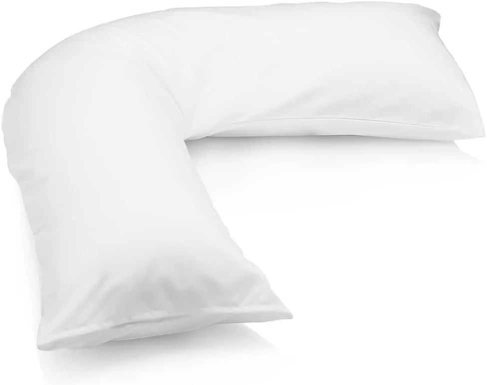 بالش V شکل لوکس MH Traders به همراه روبالشی. بالش طبی برای گردن، کمر و شانه، بالش بارداری و بالش های V شکل با الیاف میکروفایبر و قابلیت شستشو در ماشین لباسشویی