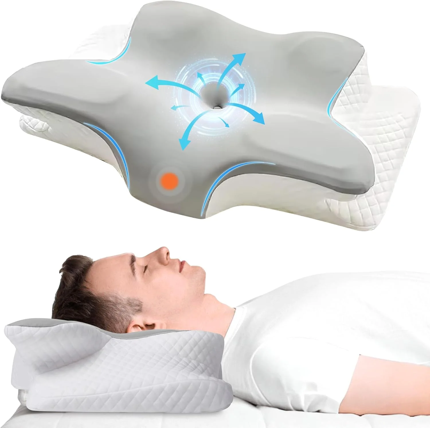بالش مموری فوم گردنی نیکسجن برای تسکین درد گردن، سر و شانه - بالش ارگونومیک ارتوپدی خنک کننده برای خواب، راحت برای همه حالت ها، بالش تسکین دهنده استرس و بی خوابی