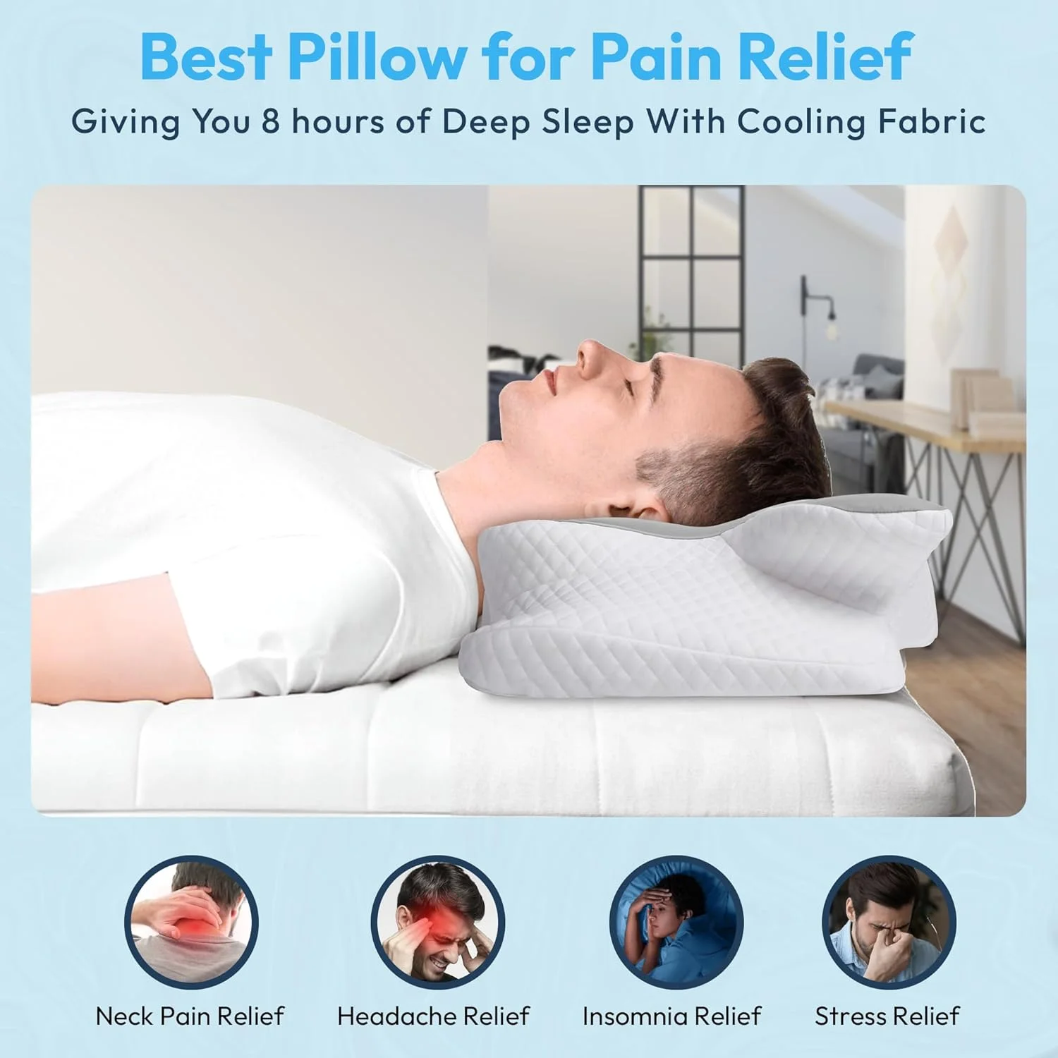 بالش مموری فوم گردنی نیکسجن برای تسکین درد گردن، سر و شانه - بالش ارگونومیک ارتوپدی خنک کننده برای خواب، راحت برای همه حالت ها، بالش تسکین دهنده استرس و بی خوابی