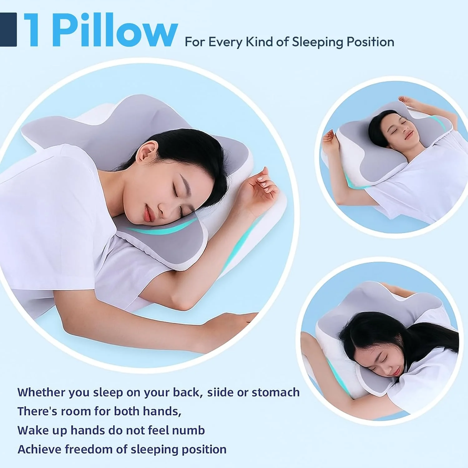 بالش مموری فوم گردنی نیکسجن برای تسکین درد گردن، سر و شانه - بالش ارگونومیک ارتوپدی خنک کننده برای خواب، راحت برای همه حالت ها، بالش تسکین دهنده استرس و بی خوابی