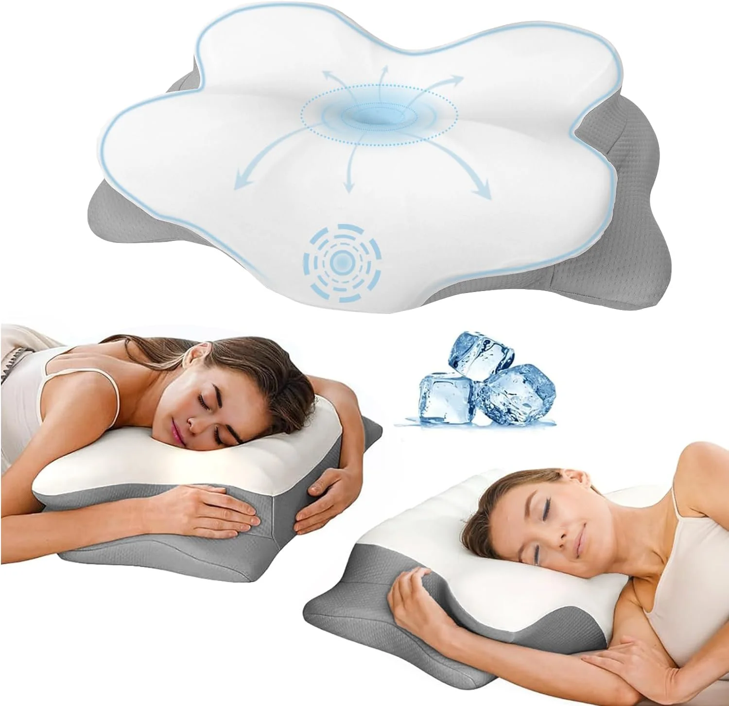 بالش مموری فوم گردنی پریمیوم NIXGEN برای تسکین درد گردن، سر و شانه، خنک کننده، ارگونومیک، بالش طبی برای خواب، راحت برای تمام حالت ها، بالش تسکین استرس و بی خوابی