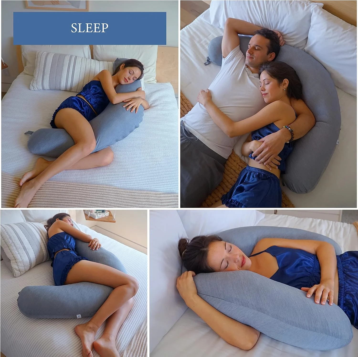 بالشت بارداری هلالی فارم داک - بالشت بدن - روکش خنک کننده خاکستری تیره بالشت بارداری هلالی فارم داک - بالشت بدن - روکش خنک کننده خاکستری تیره