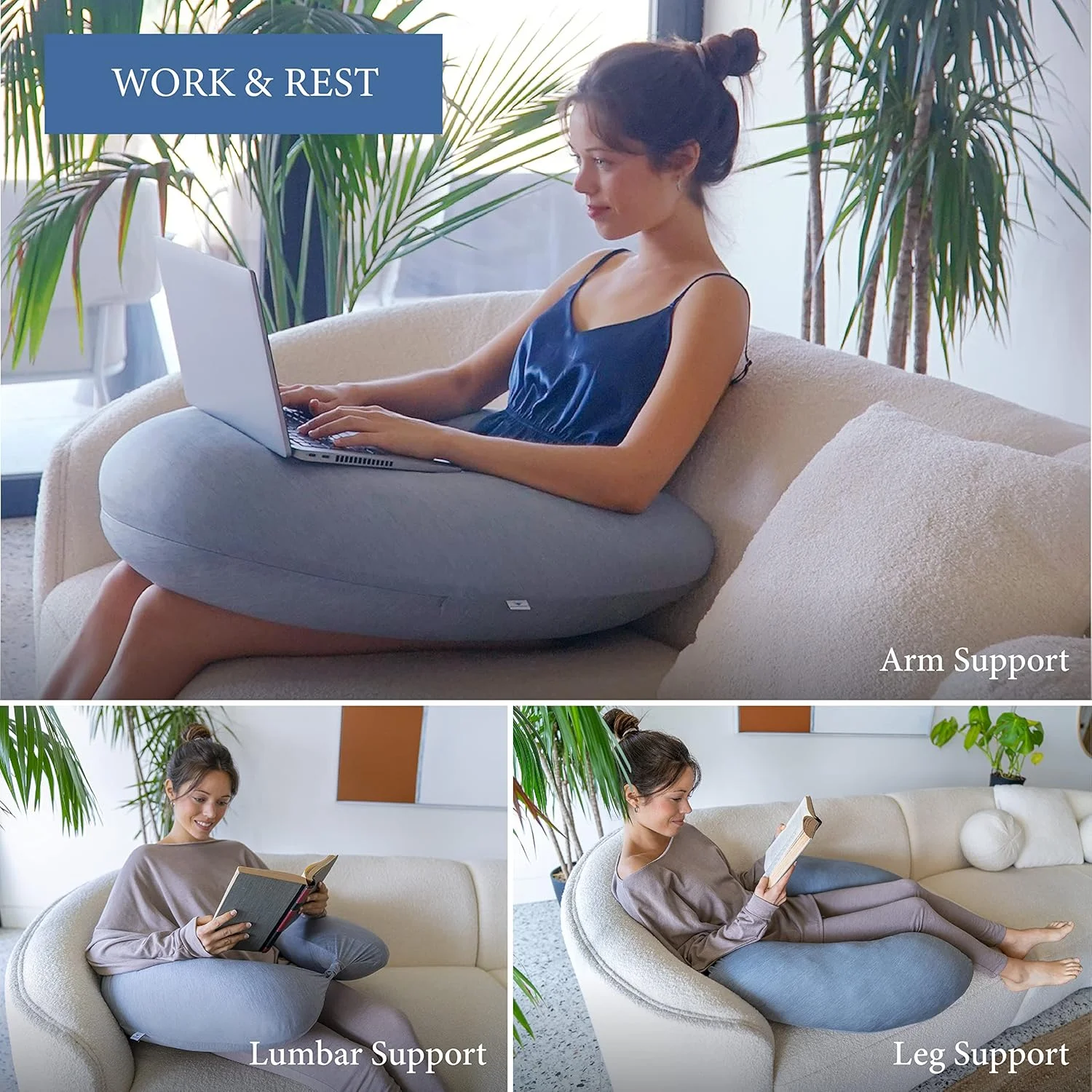 بالشت بارداری هلالی فارم داک - بالشت بدن - روکش خنک کننده خاکستری تیره بالشت بارداری هلالی فارم داک - بالشت بدن - روکش خنک کننده خاکستری تیره