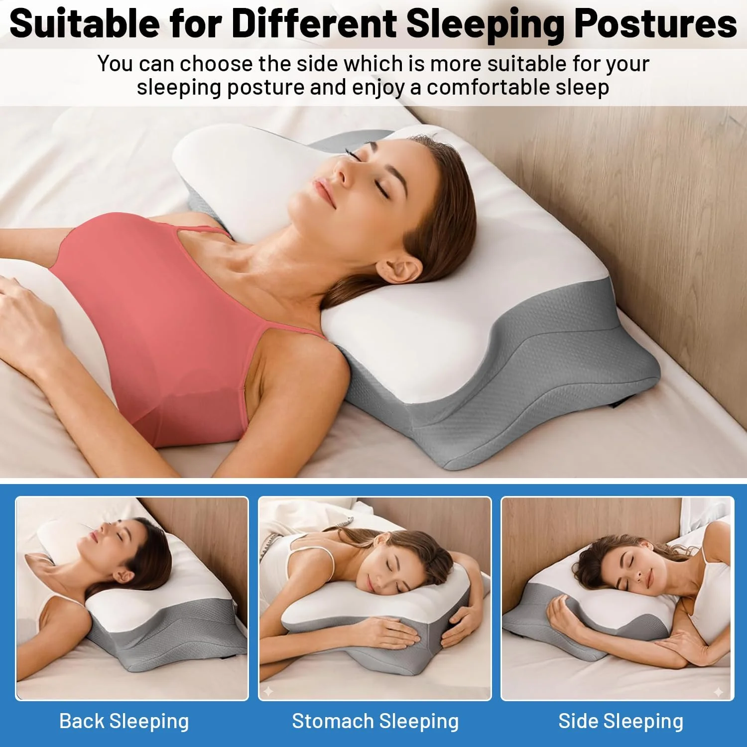 بالش مموری فوم گردنی پریمیوم NIXGEN برای تسکین درد گردن، سر و شانه، خنک کننده، ارگونومیک، بالش طبی برای خواب، راحت برای تمام حالت ها، بالش تسکین استرس و بی خوابی