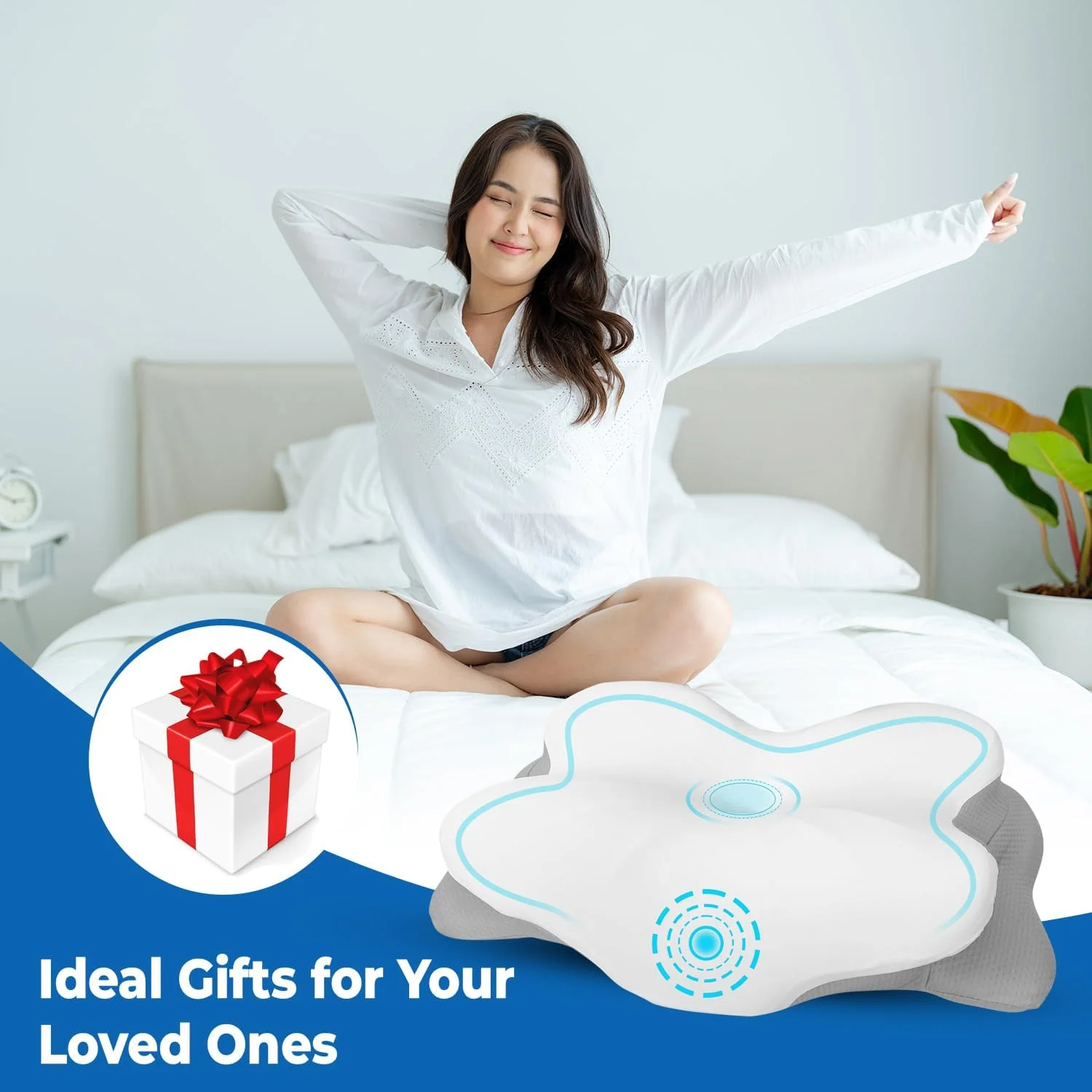 بالش مموری فوم گردنی پریمیوم NIXGEN برای تسکین درد گردن، سر و شانه، خنک کننده، ارگونومیک، بالش طبی برای خواب، راحت برای تمام حالت ها، بالش تسکین استرس و بی خوابی