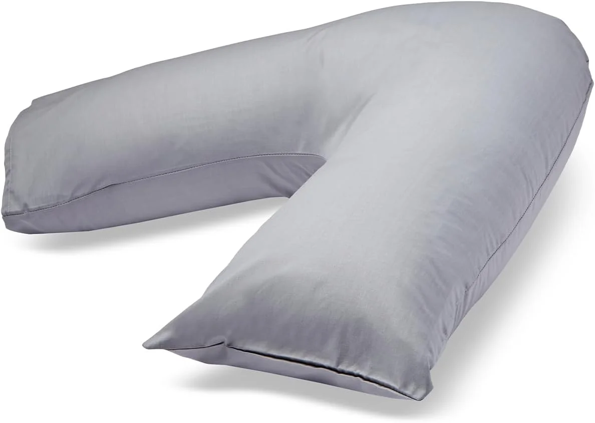 بالش V شکل ارتوپدی RLAjhhh Gklkfj CNA Stores، پشتیبانی بیشتر برای سر، گردن و کمر (خاکستری، بالش V با روکش)