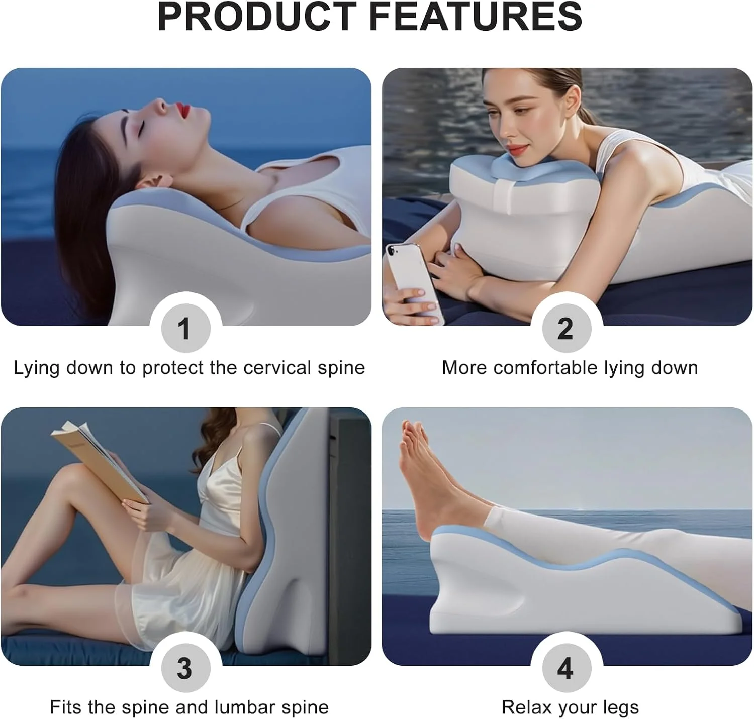 بالش مموری فوم کانتور Vbvbip - بالش طبی برای تسکین درد گردن، بالش ارگونومیک ارتوپدی برای خوابندگان به پهلو، پشت و شکم، روکش خنک کننده نرم