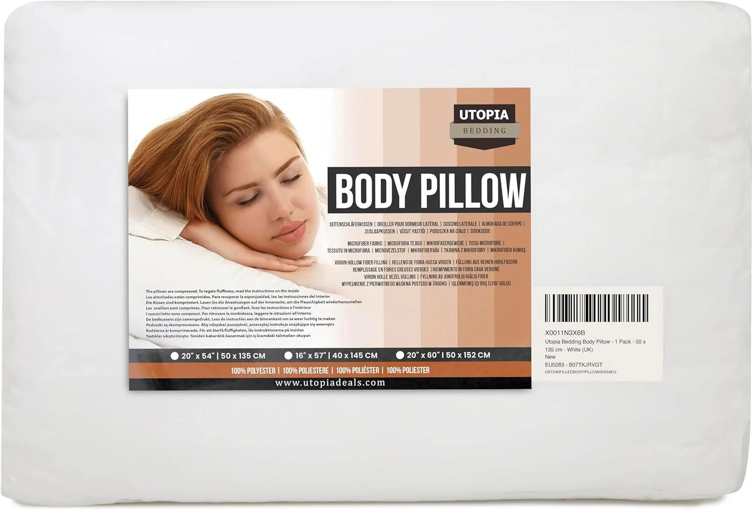 بالش استوانه ای یوتوپیا بدینگ، بسته 1 عددی، (دو نفره، 4 فوت 6 اینچ)، بالش تمام بدن، پر شده با الیاف نرم هالوفایبر، بالش بارداری بلند برای حمایت از مادر و خواب پهلو (سفید) بالش استوانه ای یوتوپیا بدینگ، بسته 1 عددی، (دو نفره، 4 فوت 6 اینچ)، بالش تمام بدن، پر شده با الیاف نرم هالوفایبر، بالش بارداری بلند برای حمایت از مادر و خواب پهلو (سفید)