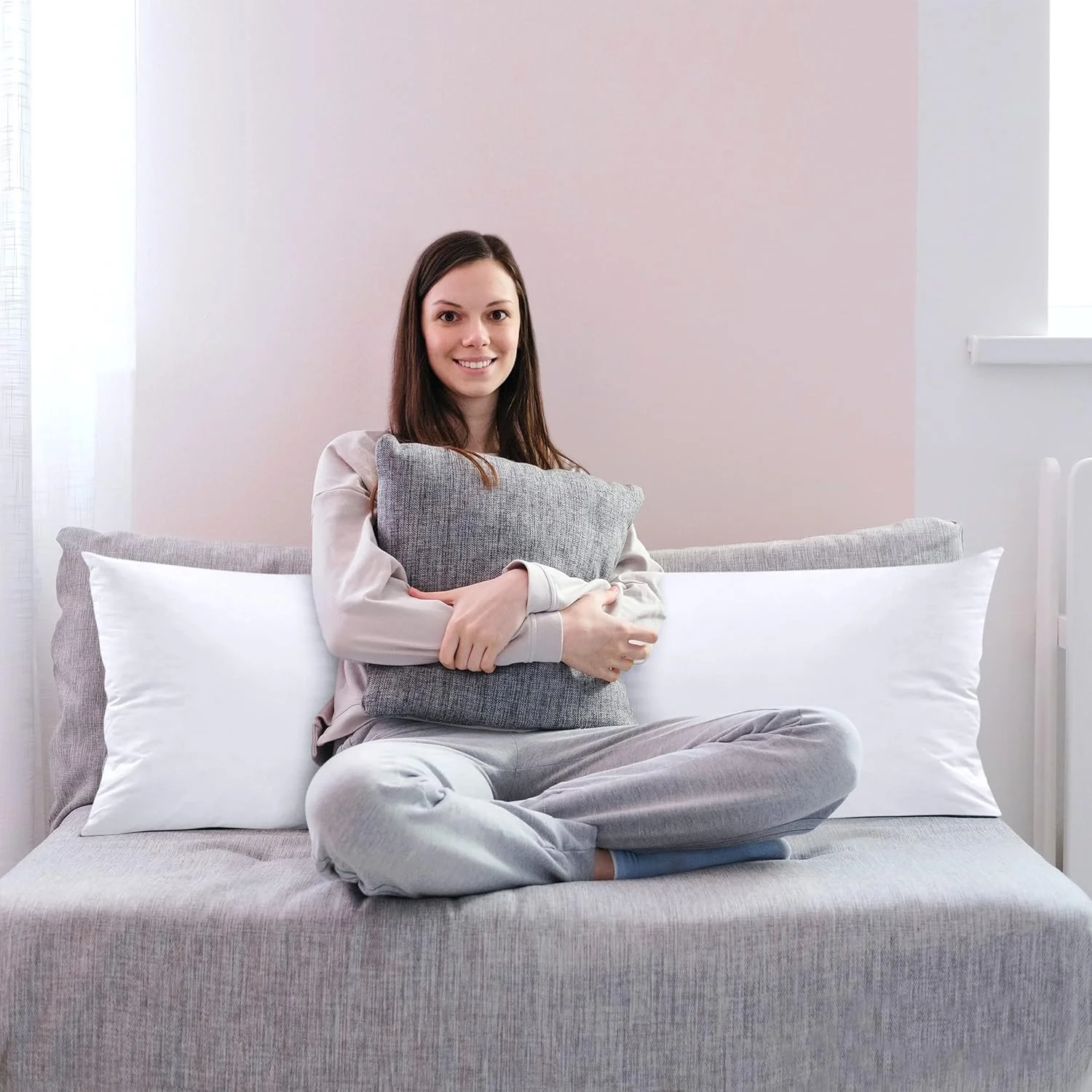 بالش بدنه فوق العاده نرم Utopia Bedding - بالش های بلند برای خوابیدن به پهلو در دوران بارداری - روکش 100% پنبه با پر کردن پلی استر نرم (تک بسته) بالش بدنه فوق العاده نرم Utopia Bedding - بالش های بلند برای خوابیدن به پهلو در دوران بارداری - روکش 100% پنبه با پر کردن پلی استر نرم (تک بسته)