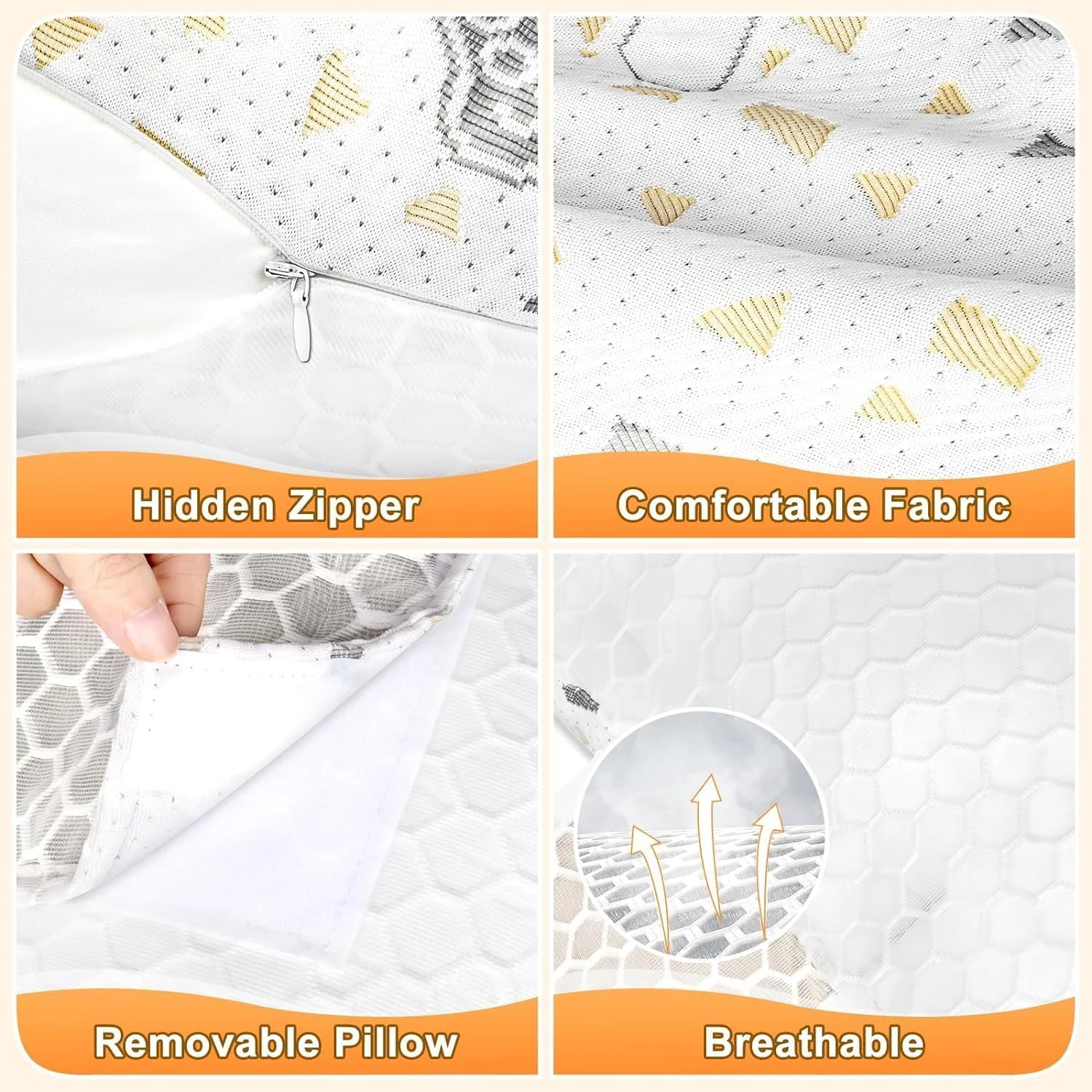 بالش بارداری U-HOOME برای خواب، بالش بدن بارداری نرم برای حمایت از کمر، پاها، شکم و باسن زنان باردار، بالش بارداری با روکش خنک کننده قابل تنظیم و جدا شدن (خاکستری)