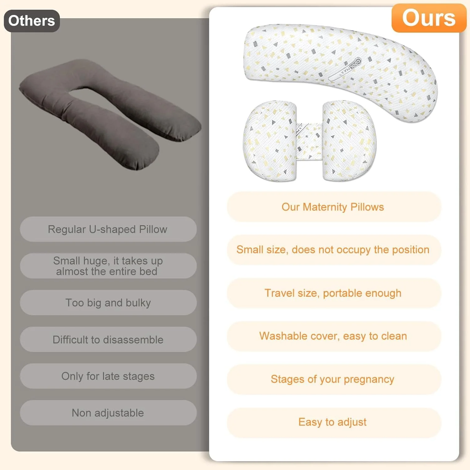 بالش بارداری U-HOOME برای خواب، بالش بدن بارداری نرم برای حمایت از کمر، پاها، شکم و باسن زنان باردار، بالش بارداری با روکش خنک کننده قابل تنظیم و جدا شدن (خاکستری)