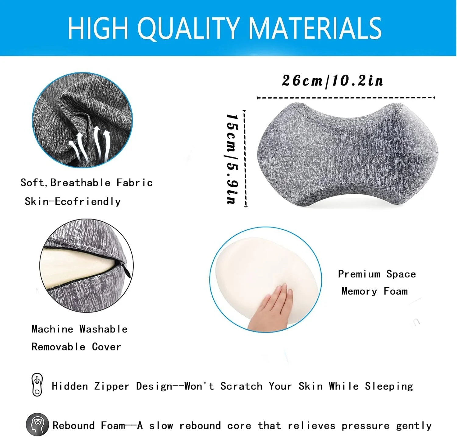 بالش زانو TERRIFI برای خوابیدن به پهلو، بالش ساق پا با فوم حافظه‌دار، بالش گوه ای خنک کننده برای حمایت از کمر، تسکین درد برای سیاتیک کمر و مفاصل ران، بالش زانوی ارگونومیک برای خواب بارداری