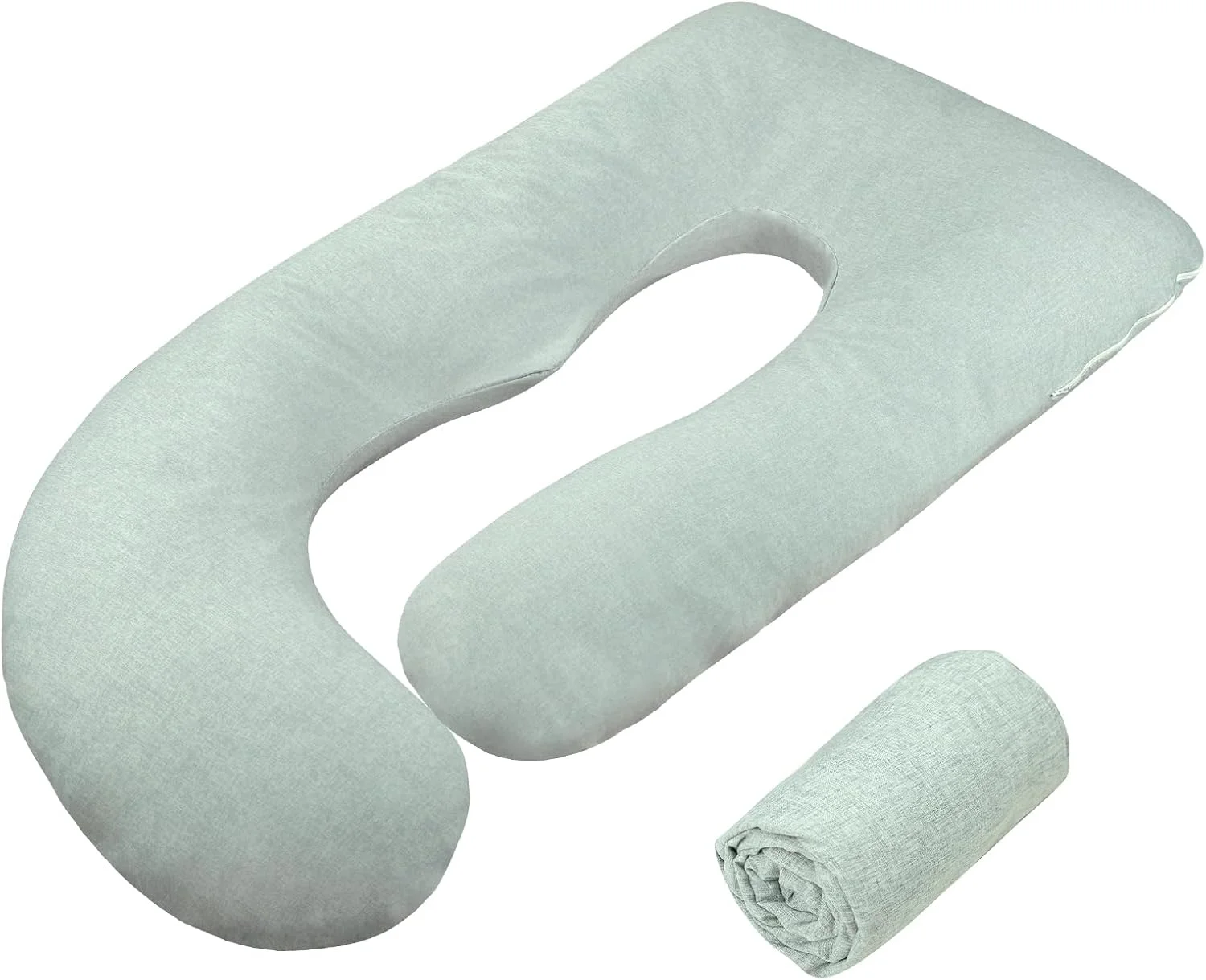 روکش بالش بارداری تانوفار مدل J (فقط روبالشی)، روکش جایگزین فوق العاده نرم برای بالش بارداری، با زیپ بزرگ، مناسب بالش بارداری 55/58 اینچی، خاکستری