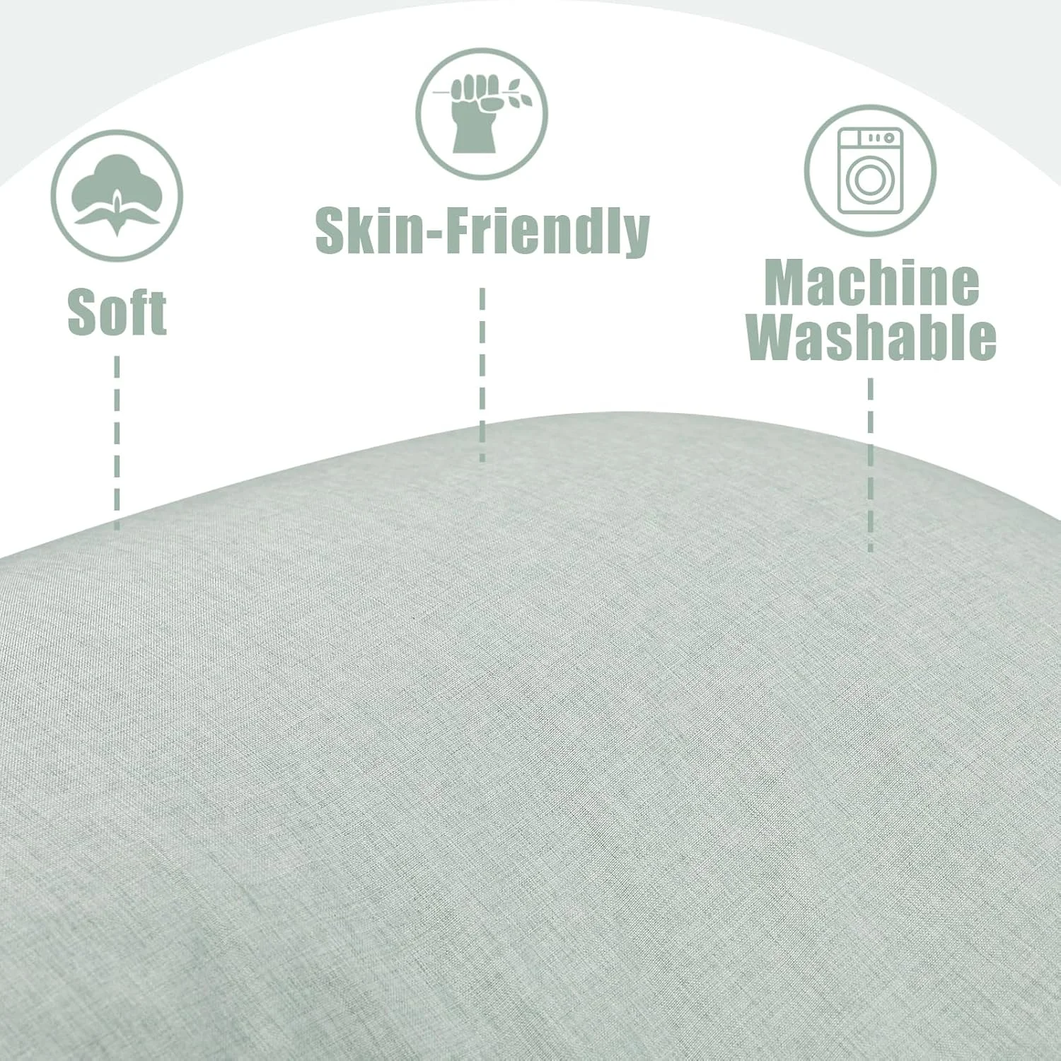 روکش بالش بارداری تانوفار مدل J (فقط روبالشی)، روکش جایگزین فوق العاده نرم برای بالش بارداری، با زیپ بزرگ، مناسب بالش بارداری 55/58 اینچی، خاکستری