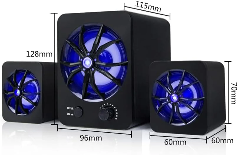 اسپیکر کامپیوتر Irovami D-207، اسپیکر ترکیبی سیم دار USB، دارای LED رنگارنگ، استریو باس، پخش کننده موسیقی، ساب ووفر برای کامپیوتر رومیزی، لپ تاپ، تبلت، تلفن هوشمند
