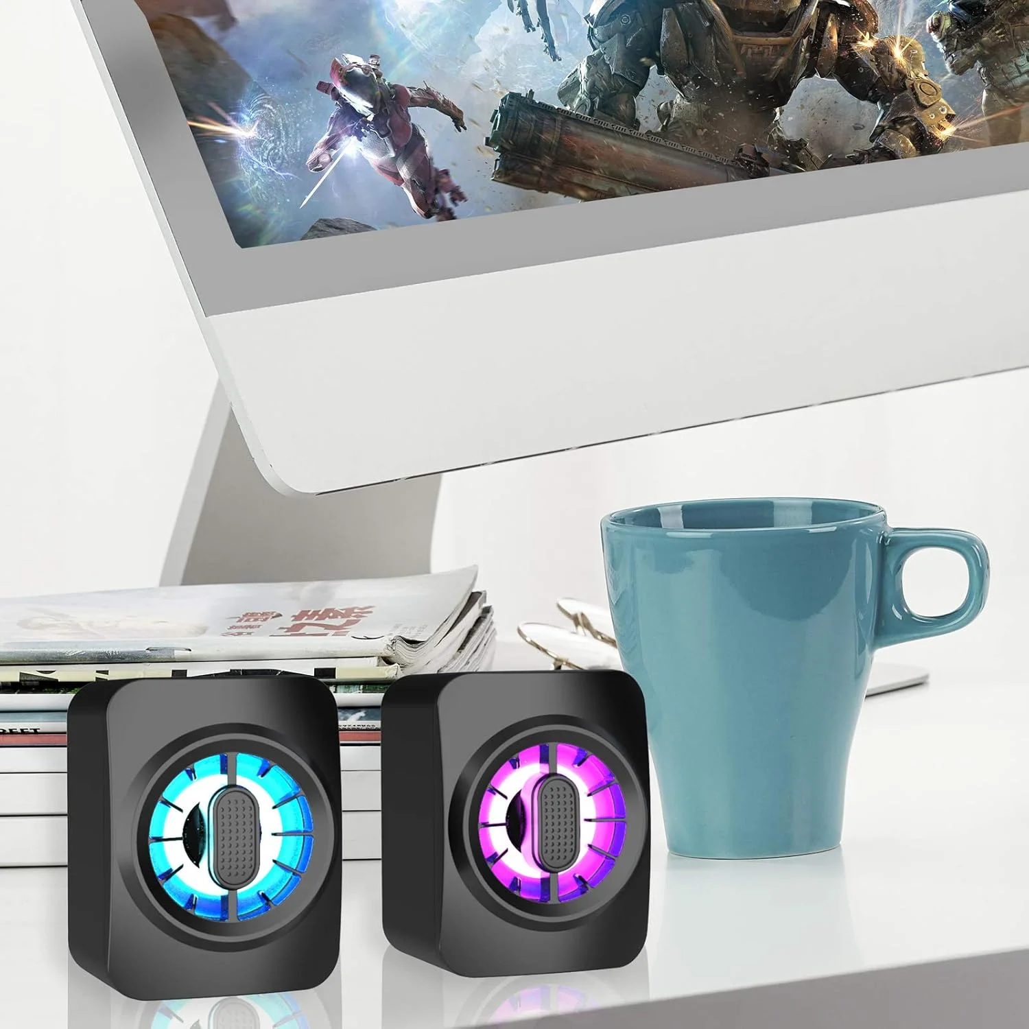 اسپیکر کامپیوتر Irovami A1، اسپیکر مینی قابل حمل RGB، اسپیکر سیمی 3.5 میلی متری با تغذیه USB، ساب ووفر 6 واتی، کنترل صدا برای لپ تاپ، کامپیوتر رومیزی، تبلت، کامپیوتر شخصی، تلفن هوشمند اسپیکر کامپیوتر Irovami A1، اسپیکر مینی قابل حمل RGB، اسپیکر سیمی 3.5 میلی متری با تغذیه USB، ساب ووفر 6 واتی، کنترل صدا برای لپ تاپ، کامپیوتر رومیزی، تبلت، کامپیوتر شخصی، تلفن هوشمند