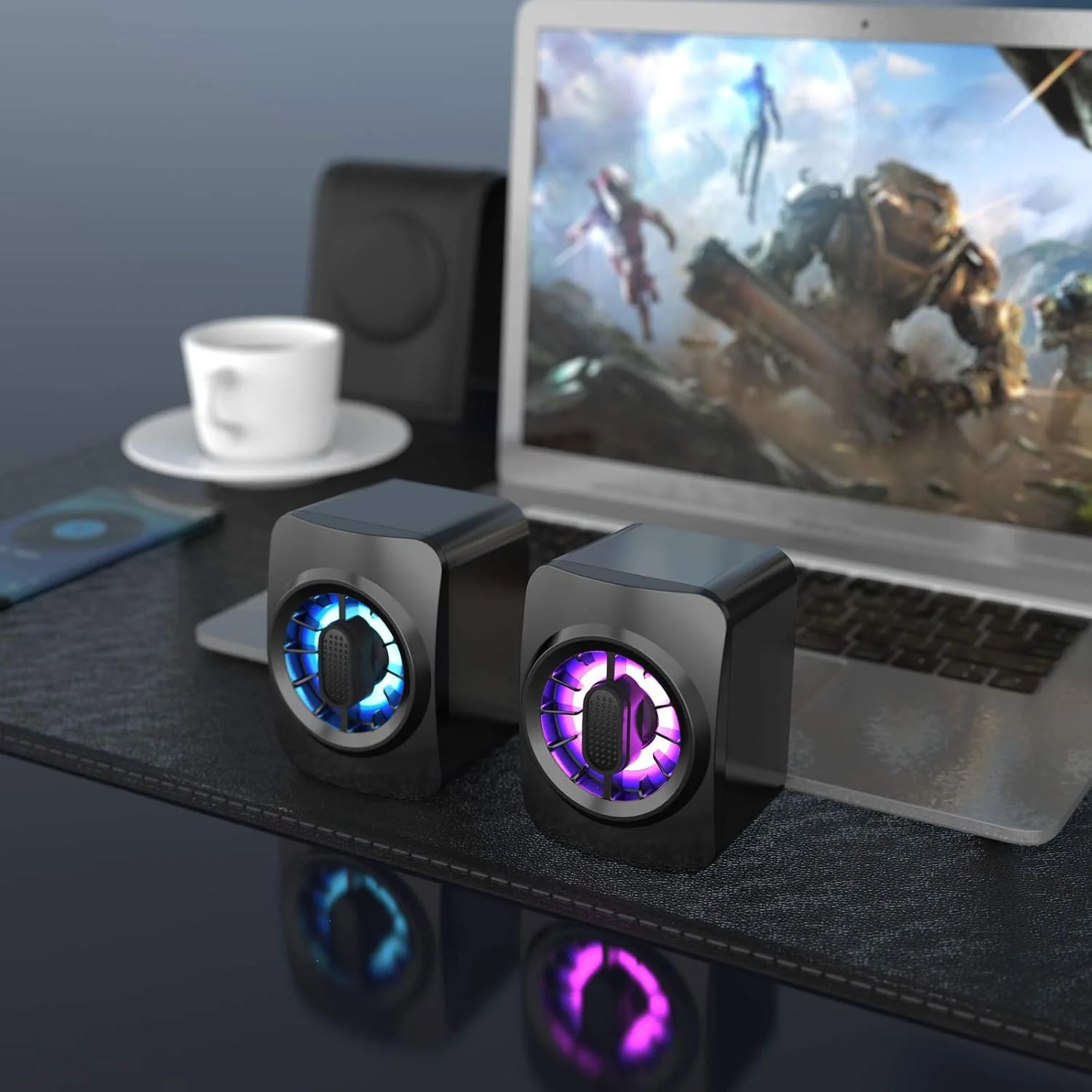 اسپیکر کامپیوتر Irovami A1، اسپیکر مینی قابل حمل RGB، اسپیکر سیمی 3.5 میلی متری با تغذیه USB، ساب ووفر 6 واتی، کنترل صدا برای لپ تاپ، کامپیوتر رومیزی، تبلت، کامپیوتر شخصی، تلفن هوشمند اسپیکر کامپیوتر Irovami A1، اسپیکر مینی قابل حمل RGB، اسپیکر سیمی 3.5 میلی متری با تغذیه USB، ساب ووفر 6 واتی، کنترل صدا برای لپ تاپ، کامپیوتر رومیزی، تبلت، کامپیوتر شخصی، تلفن هوشمند