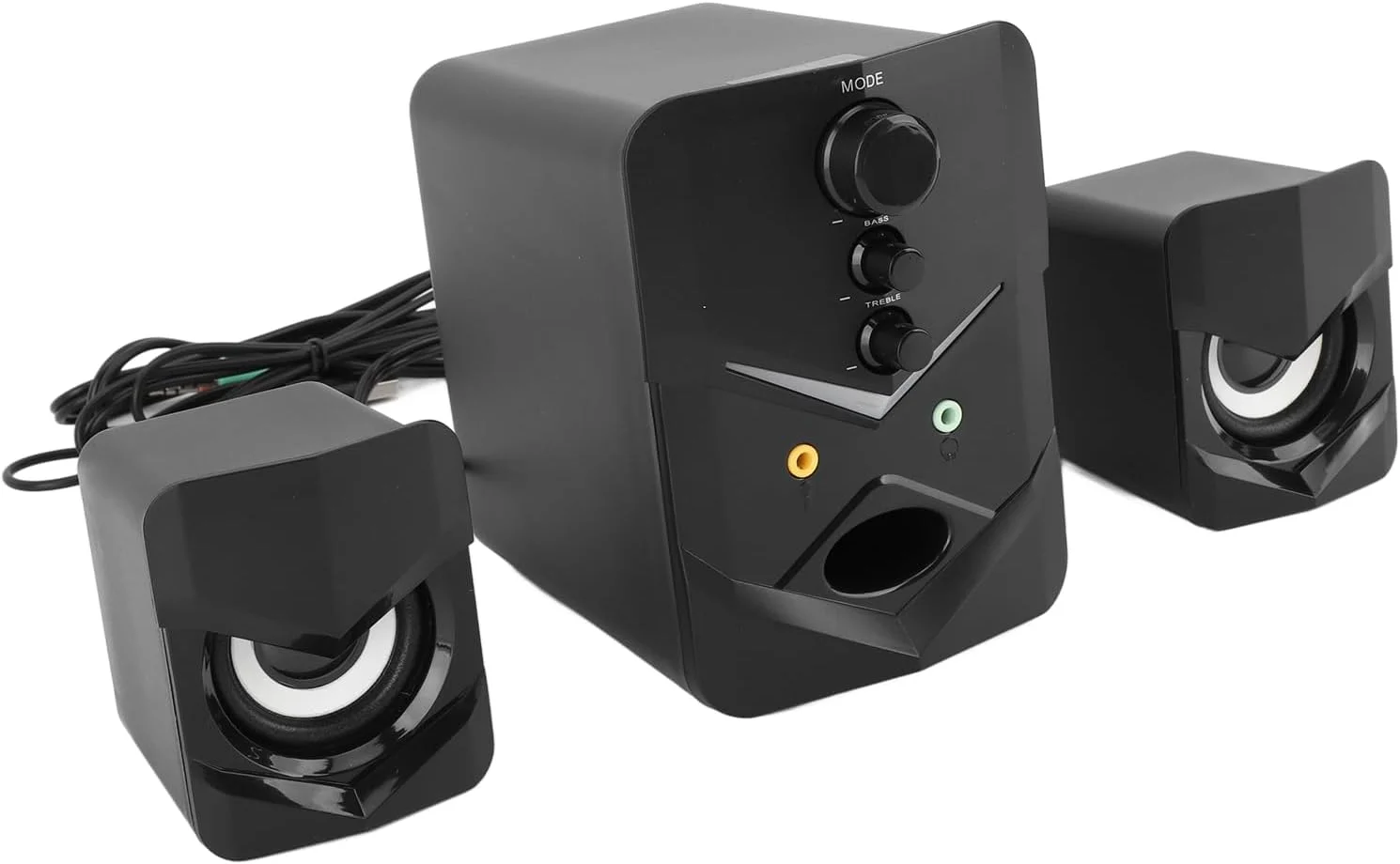 اسپیکر کامپیوتر Jectse با ساب ووفر داخلی، اسپیکر USB لپ تاپ با صدای فراگیر سه بعدی، دارای عملکرد، طراحی فعال منحصر به فرد، پایدار و - مشکی