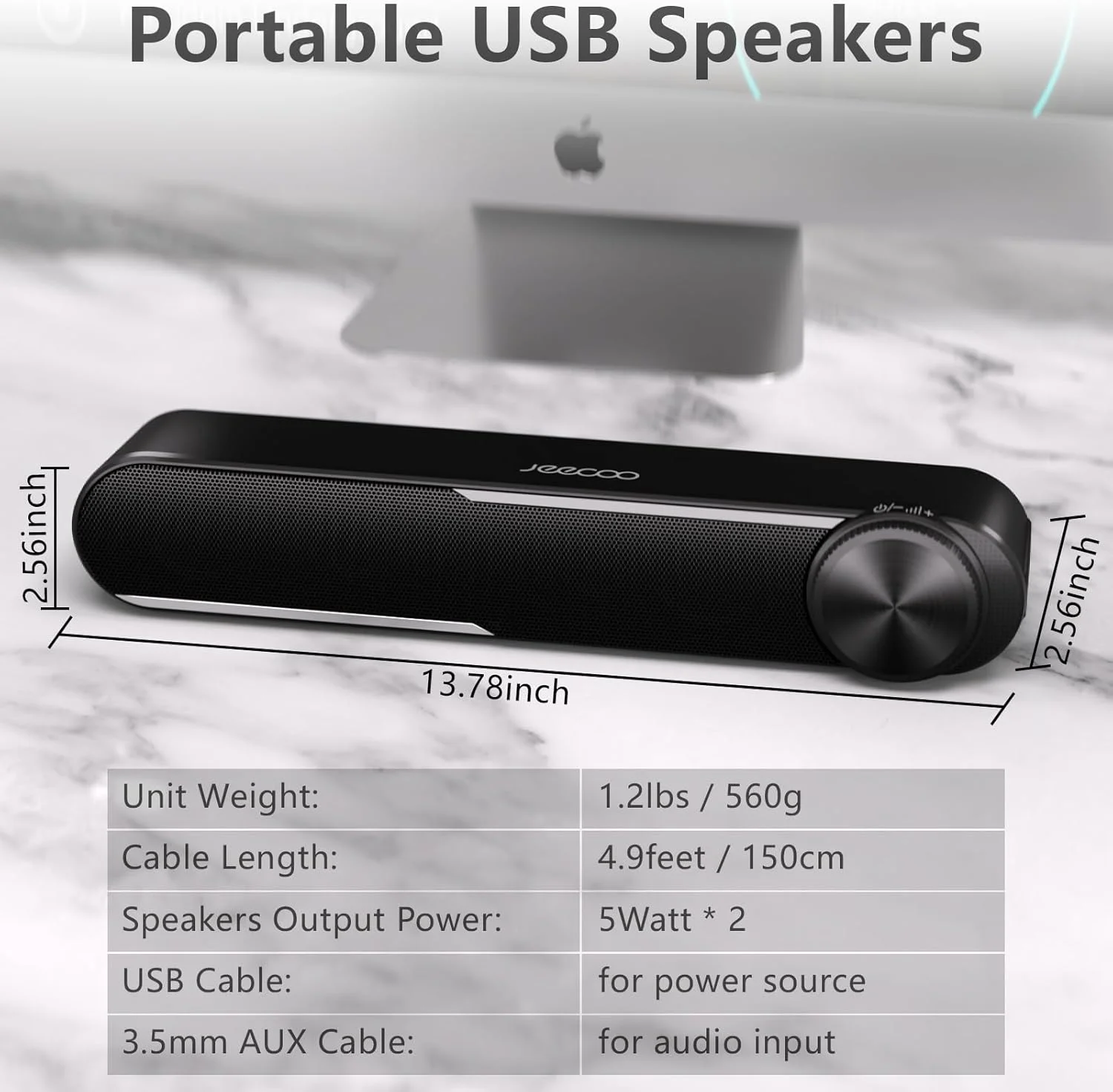 اسپیکر سیمی کامپیوتر Jeecoo A30 - ساندبار PC برای مانیتور - صدای شفاف، تغذیه از طریق USB با AUX 3.5 میلیمتری، کنترل حجم صدای بزرگ - سازگار با لپتاپ و تبلت اسپیکر سیمی کامپیوتر Jeecoo A30 - ساندبار PC برای مانیتور - صدای شفاف، تغذیه از طریق USB با AUX 3.5 میلیمتری، کنترل حجم صدای بزرگ - سازگار با لپتاپ و تبلت