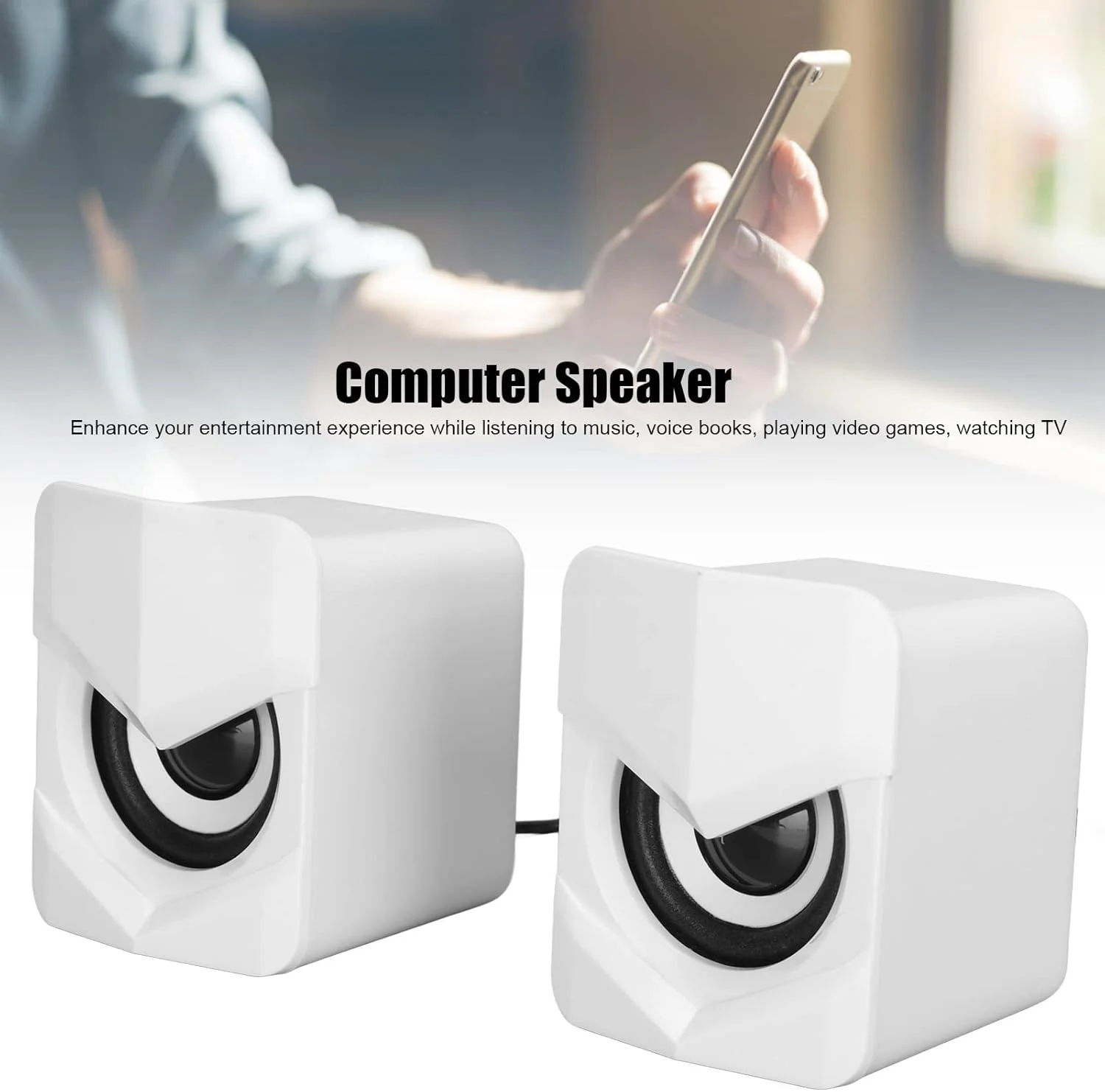 اسپیکر کامپیوتر سیمی USB Juicemoo، اسپیکر لپ تاپ صدای شفاف ABS برای تلفن همراه و پروژکتور (نسخه معمولی سفید) اسپیکر کامپیوتر سیمی USB Juicemoo، اسپیکر لپ تاپ صدای شفاف ABS برای تلفن همراه و پروژکتور (نسخه معمولی سفید)