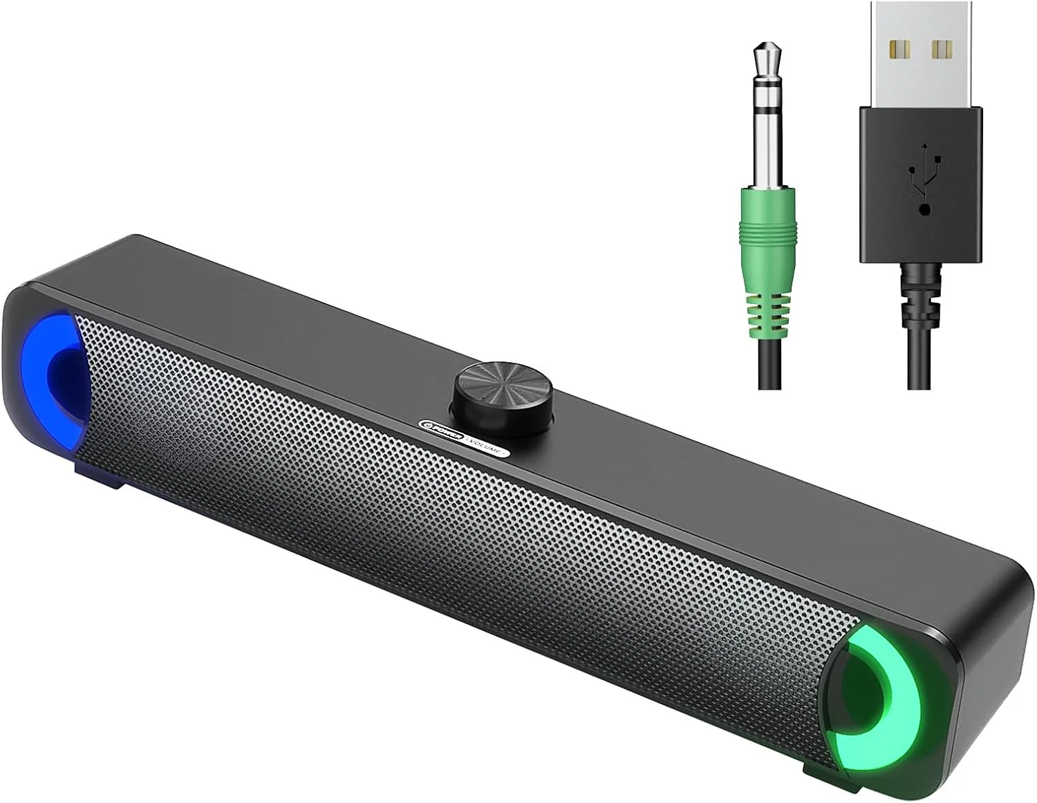 اسپیکر ساندبار مینی سیمی HPYLIF·H، ساندبار کامپیوتر با تغذیه USB، اسپیکرهای گیمینگ با نورهای LED جذاب و تنظیم صدا، اسپیکر کامپیوتر برای دسکتاپ، لپ تاپ، تلویزیون، تلفن هوشمند، تبلت، MP4 و غیره