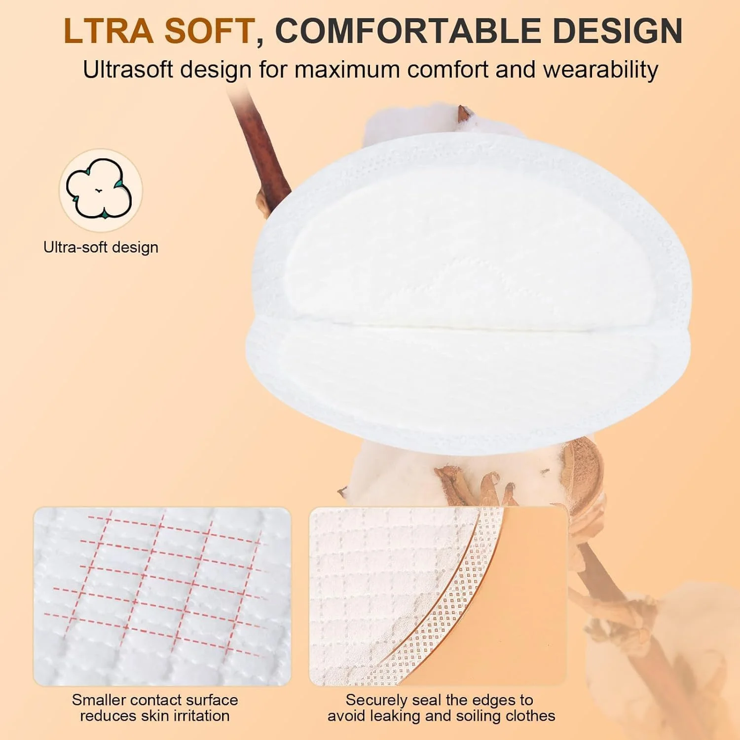 پدهای سینه OYDAS بسته 100 عددی، پدهای شیردهی یکبار مصرف خشک نگهدارنده، پدهای سینه نرم و فوق العاده جاذب، طراحی ضد نشت، پوشش نوک سینه برای شیردهی