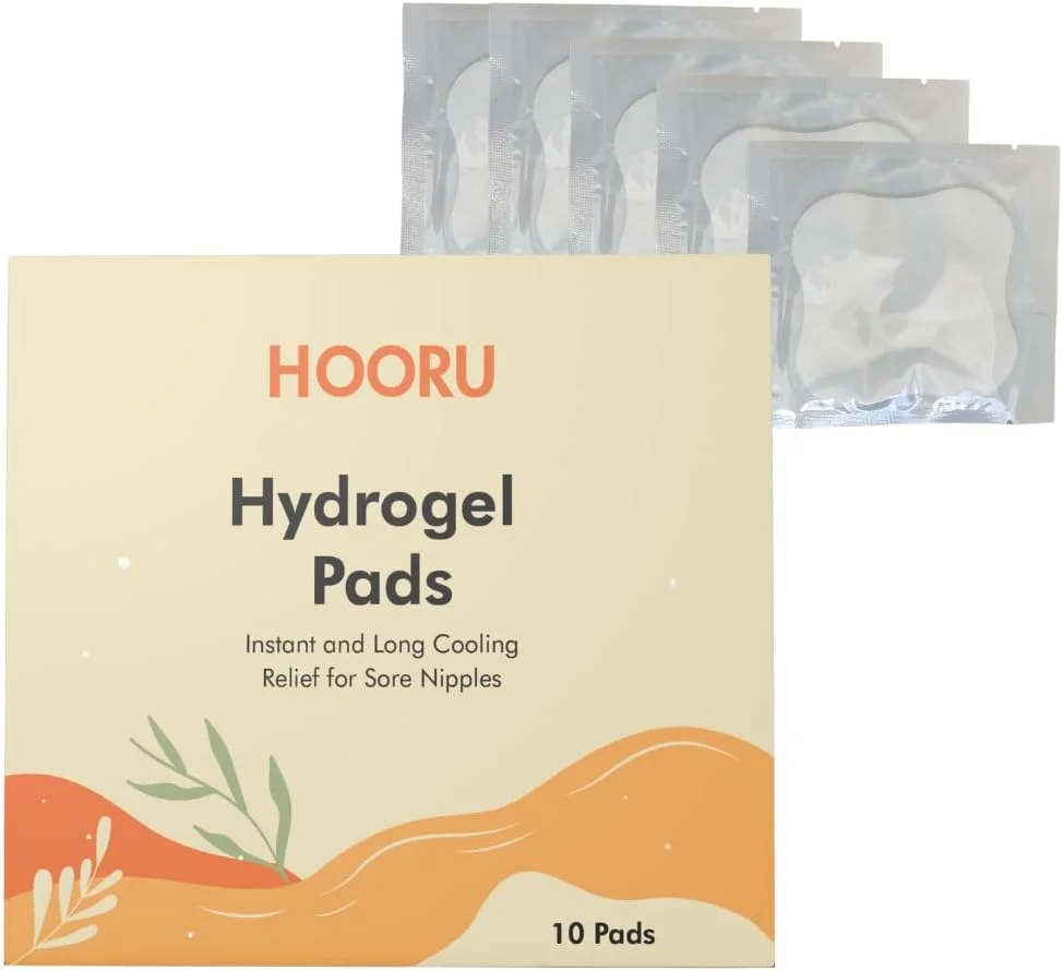 پدهای سینه هیدروژلی HOORU - تسکین فوری و خنک کننده درد ناشی از شیردهی؛ 10 عدد پد هیدروژلی تسکین دهنده؛ ملزومات شیردهی پس از زایمان؛ یکبار مصرف، اما قابل استفاده مجدد تا 24 ساعت