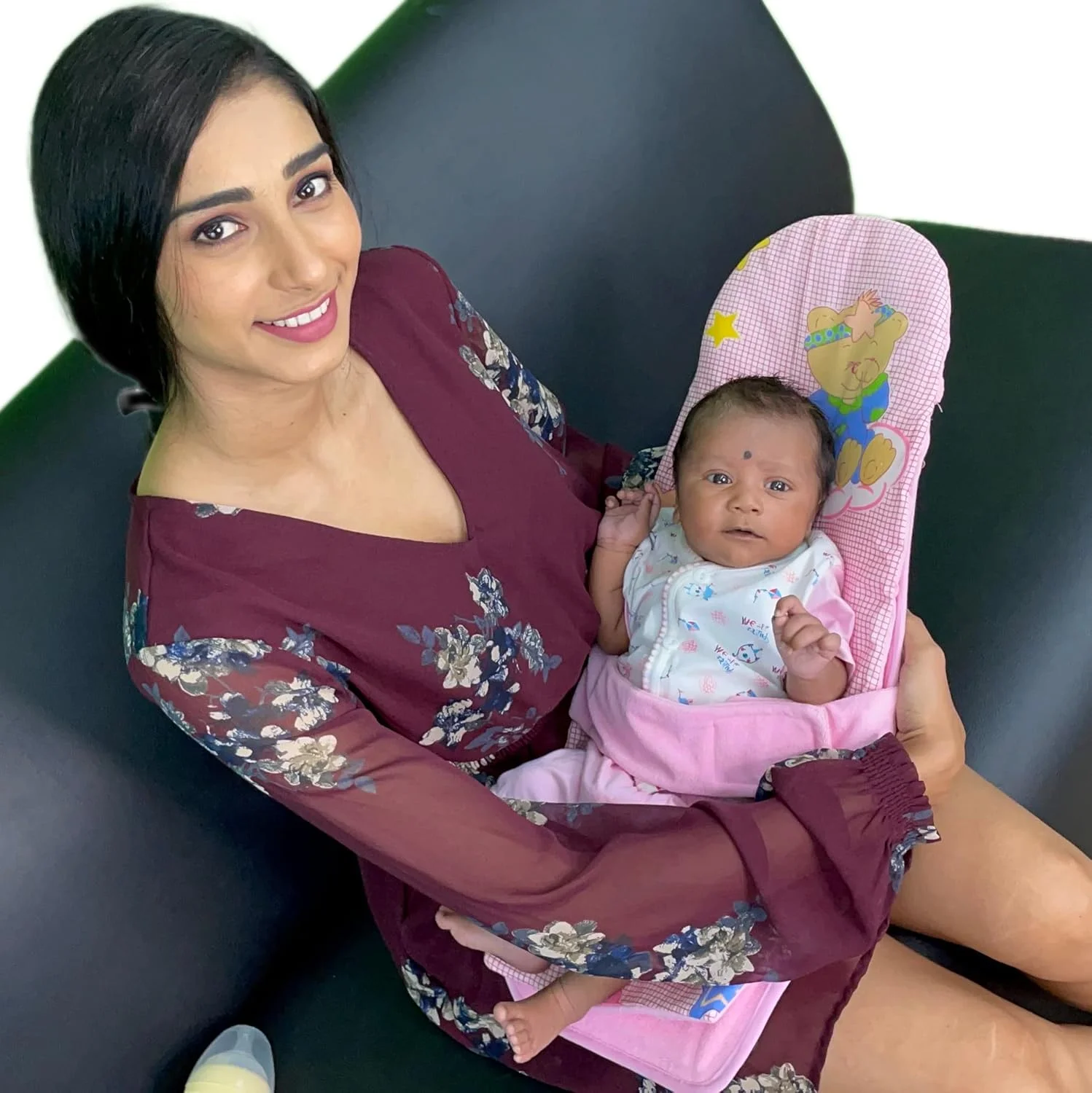 بالش شیردهی 2 در 1 هوپا با روکش نرم (صورتی) | کریر نوزاد | پد شیردهی