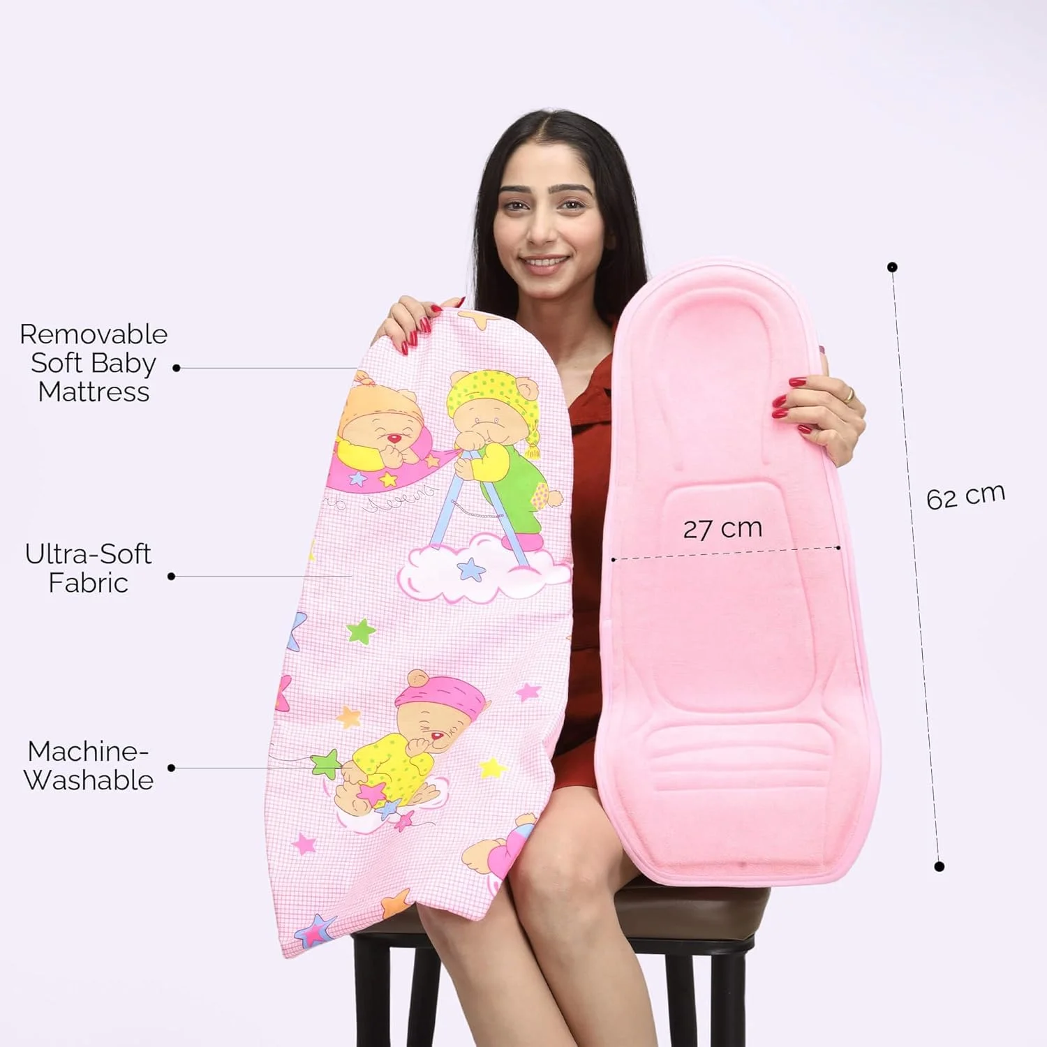 بالش شیردهی 2 در 1 هوپا با روکش نرم (صورتی) | کریر نوزاد | پد شیردهی بالش شیردهی 2 در 1 هوپا با روکش نرم (صورتی) | کریر نوزاد | پد شیردهی