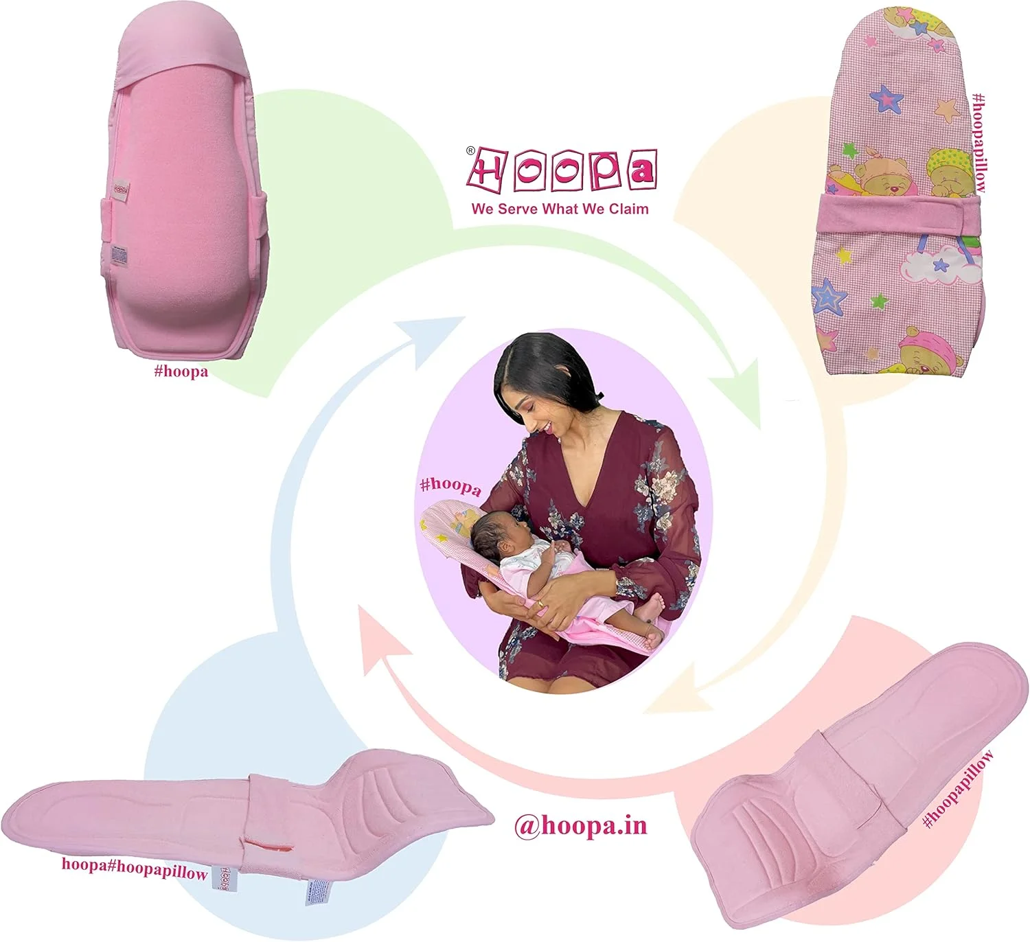 بالش شیردهی 2 در 1 هوپا با روکش نرم (صورتی) | کریر نوزاد | پد شیردهی بالش شیردهی 2 در 1 هوپا با روکش نرم (صورتی) | کریر نوزاد | پد شیردهی