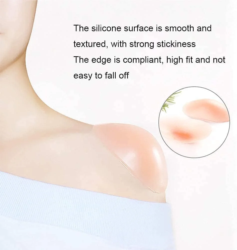 پدهای شانه سیلیکونی KASTWAVE برای زنان، پدهای پوش آپ شانه، پدهای شانه چسبی سیلیکونی ضد لغزش تقویت کننده شانه، پدهای شانه نامرئی قابل تنفس و قابل استفاده مجدد (1 جفت)