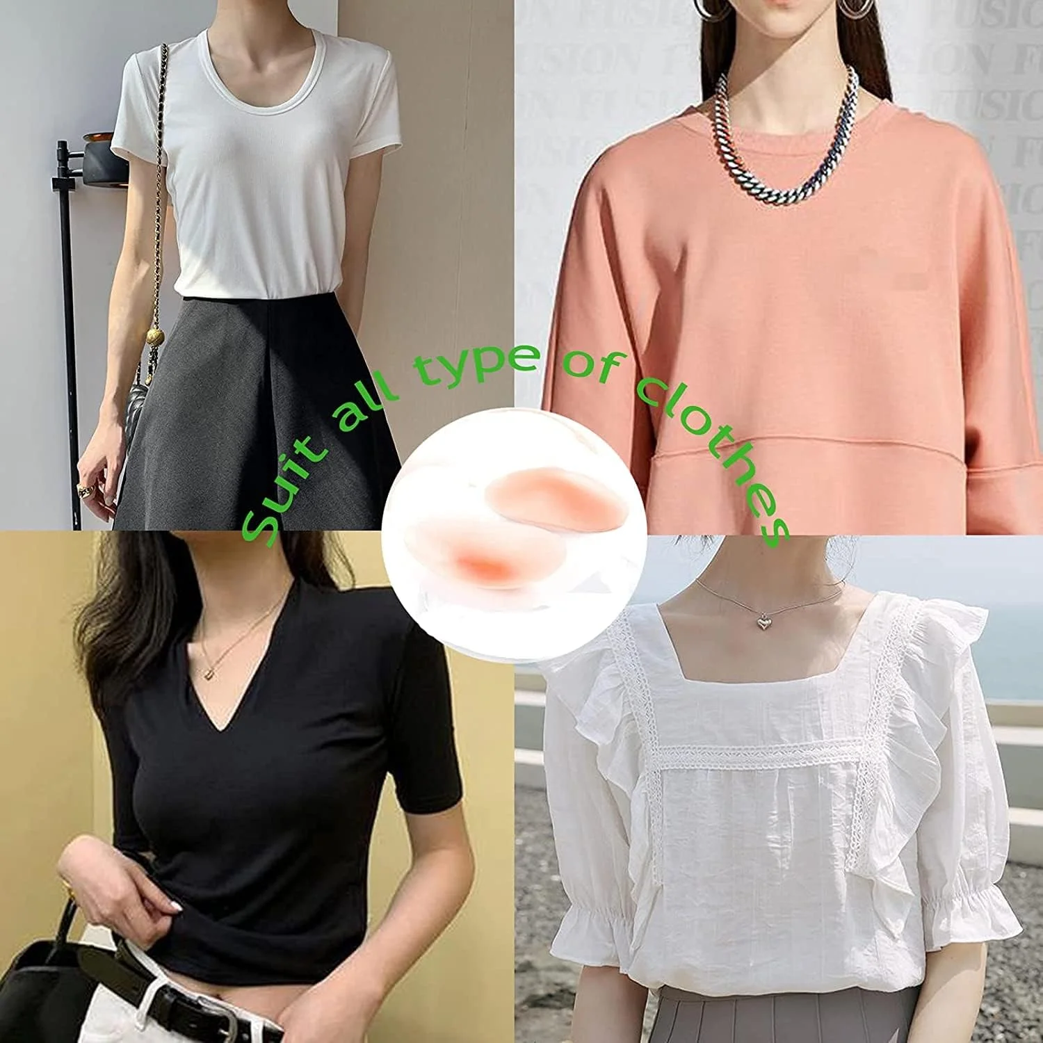 پدهای شانه سیلیکونی KASTWAVE برای زنان، پدهای پوش آپ شانه، پدهای شانه چسبی سیلیکونی ضد لغزش تقویت کننده شانه، پدهای شانه نامرئی قابل تنفس و قابل استفاده مجدد (1 جفت)