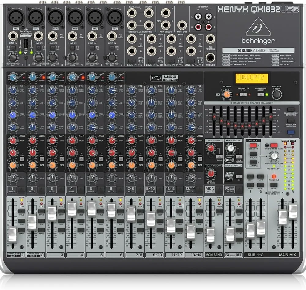 میکسر 18 کانال پریمیوم Behringer با پردازنده Multi-FX و رابط USB/Audio مدل QX1832USB